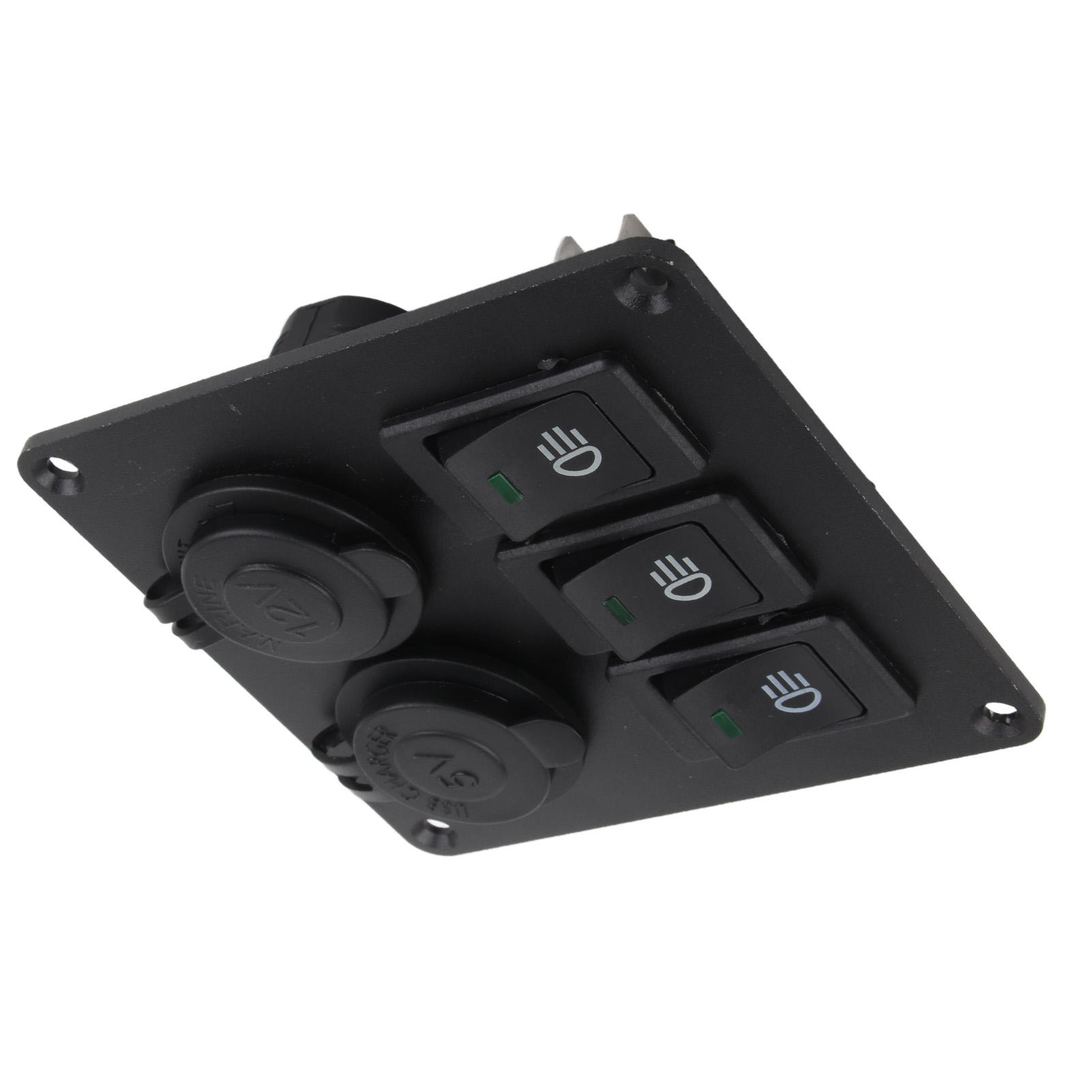 Einfacher Grüner Led-wippschalter 3+2-kombination Marine + Grünes Kfz-zigarettenanzünder-ladegerät