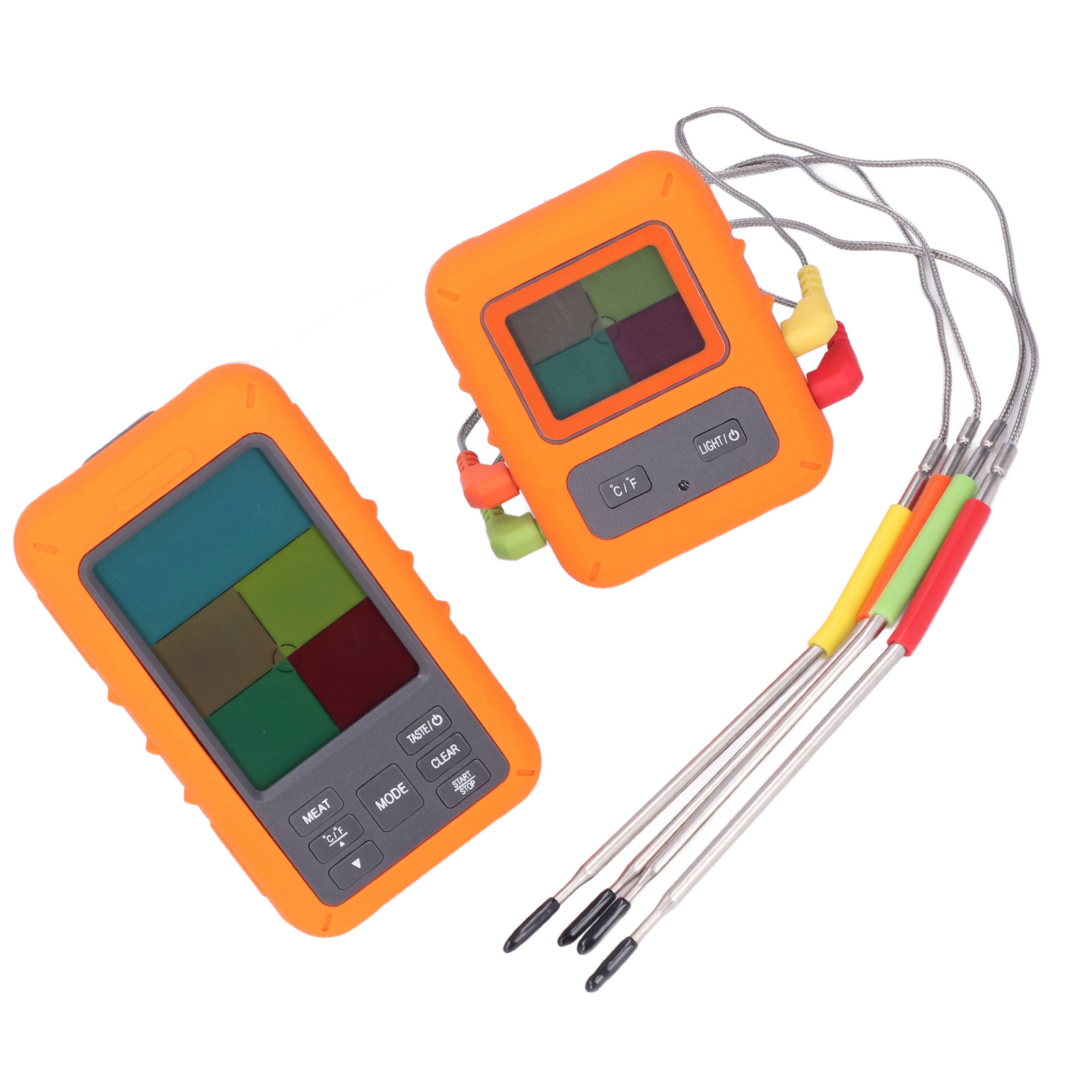 Kabelloses Digitales Multifunktionsthermometer Mit Farb-touchscreen Für Fleisch, Lebensmittel Und Wasser, Mit 4 Sonden (modell: Ts-tp40-x)