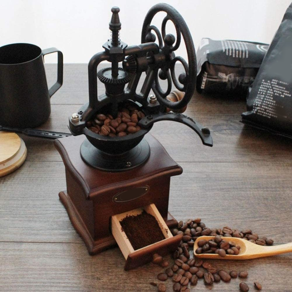 Retro-handkaffeemühle, Getreide- Und Gewürzmühle Mit Schublade, Handkurbelmühle