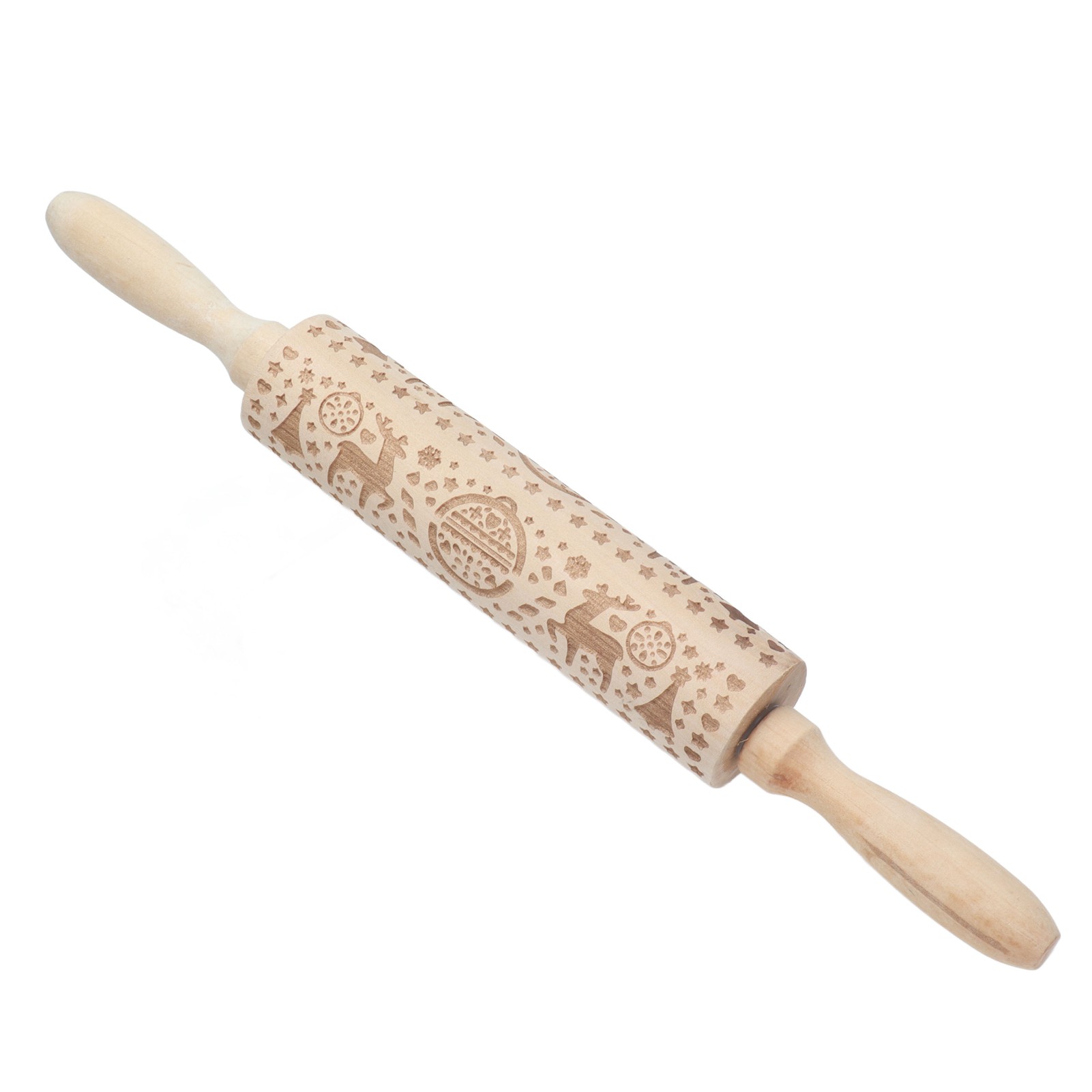 Nudelholz Aus Holz Mit Weihnachtsmotiven, Graviertes Nudelholz Für Plätzchen, Waffeln Und Hausgemachtes Gebäck (modell: Jm01681)