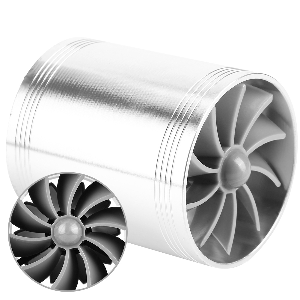 Doppellüfter-turbo-lufteinlass Für Autos - Kraftstoffsparender Turbolader Silber