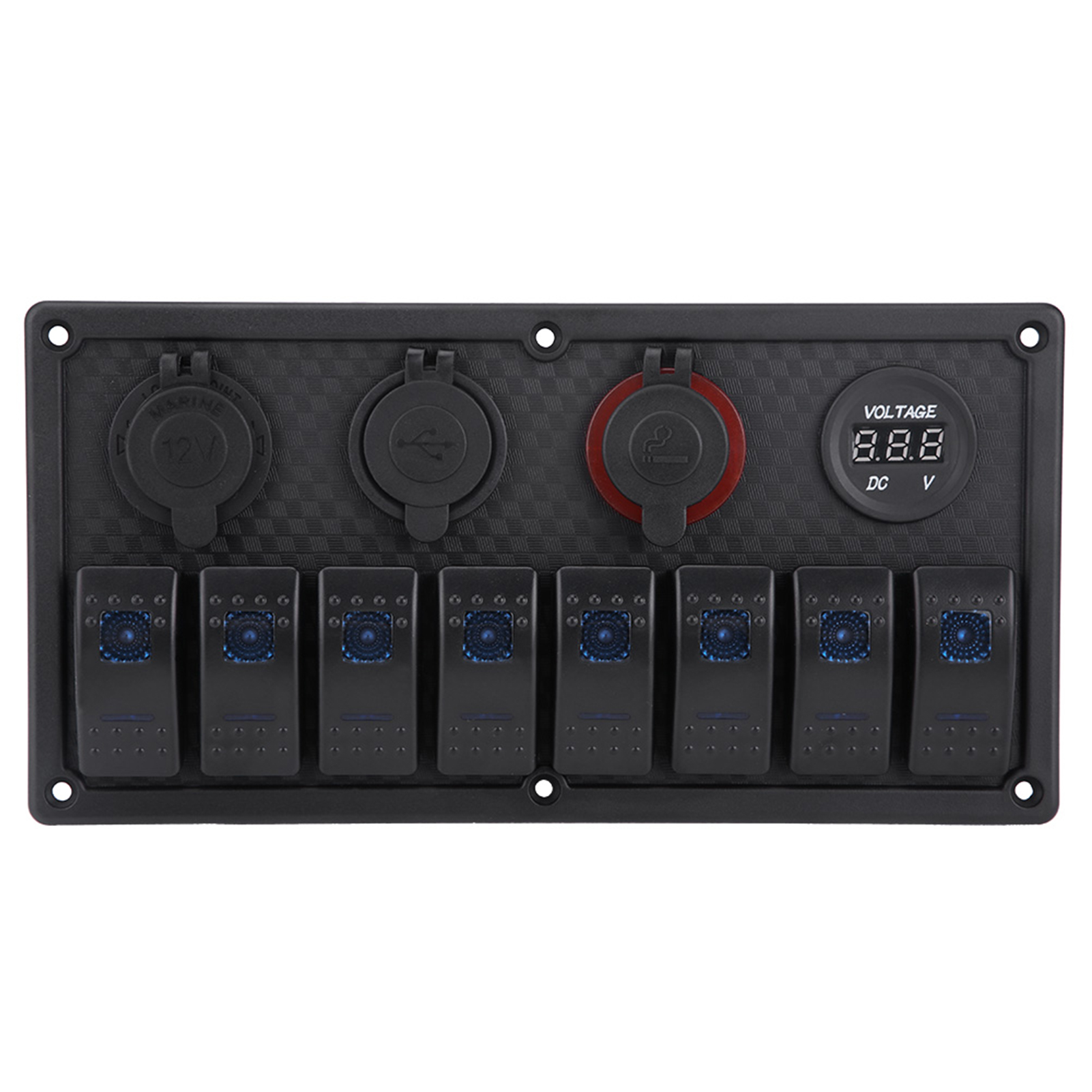 8-stufiges Led-wippschalter-bedienfeld, 12 V/24 V, Für Boot/auto, Mit Dualem Usb-voltmeter Und Zigarettenanzünderbuchse