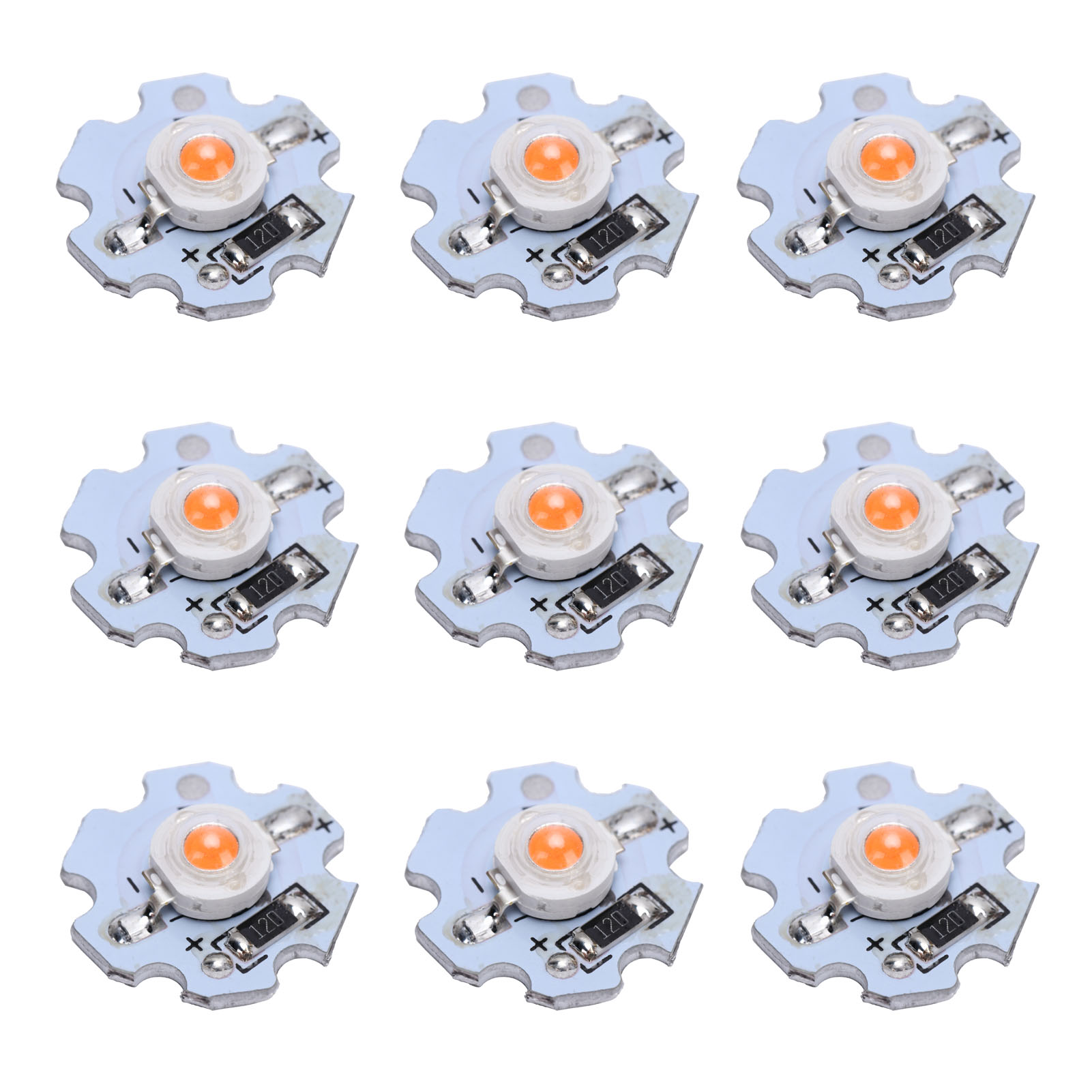 25 Led-hochleistungs-led-pellets (0,5 W, 5 V) Mit Aluminiumplatte, Rosa Licht (380–840 Nm).