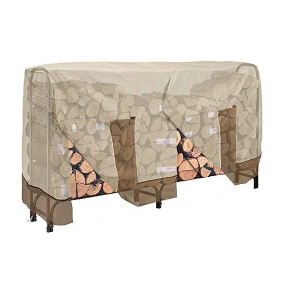 420d Oxford-gewebe, Wasserdichte Schutzhülle Für Brennholzregale Im Außenbereich, Beige/kaffeefarben, 244 X 107 X 61 Cm