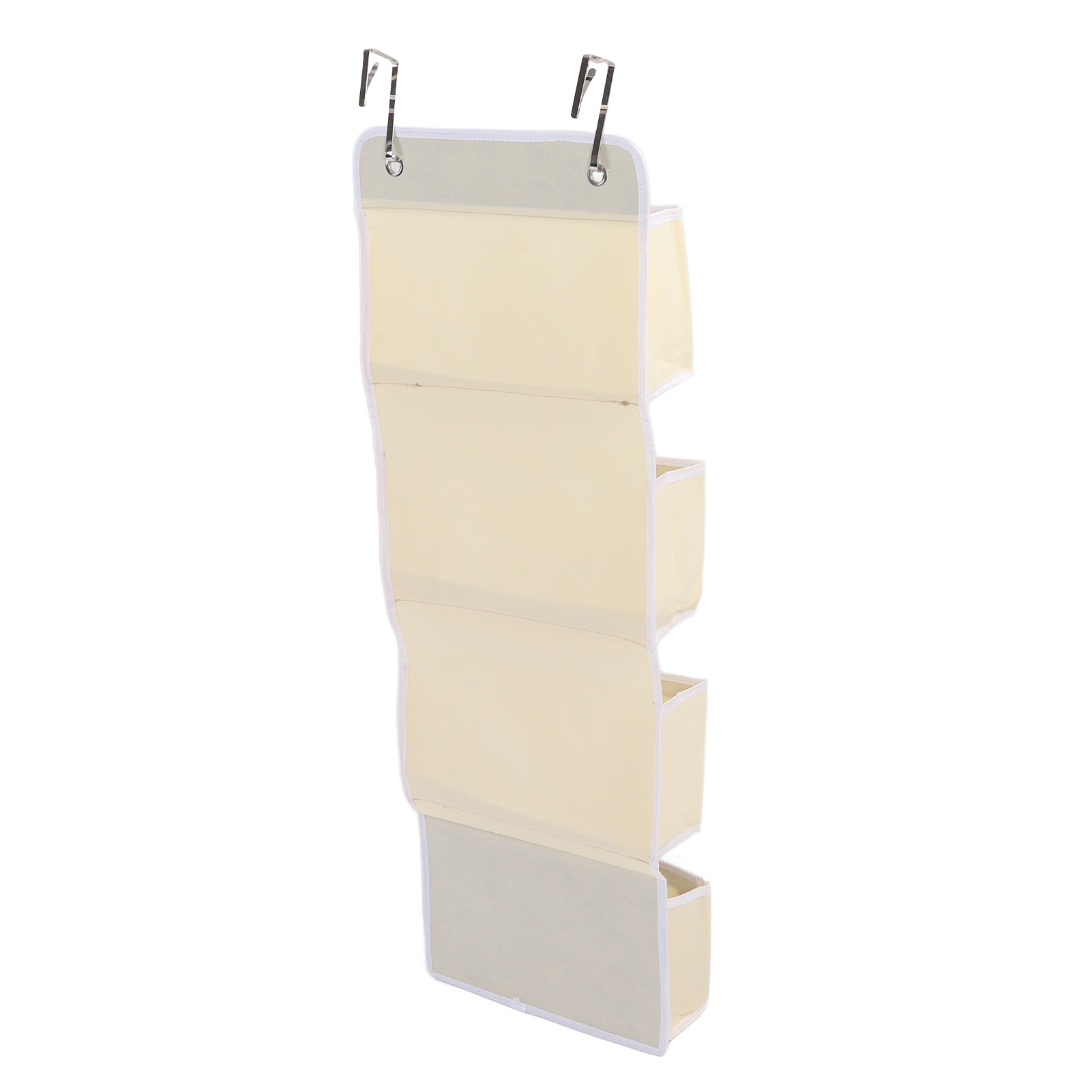 Hängendes Wandregal Mit Haken Für Kleiderschrank, Speisekammer, Schlafzimmer, Küche, Studentenwohnheim, Beige, 4 Taschen