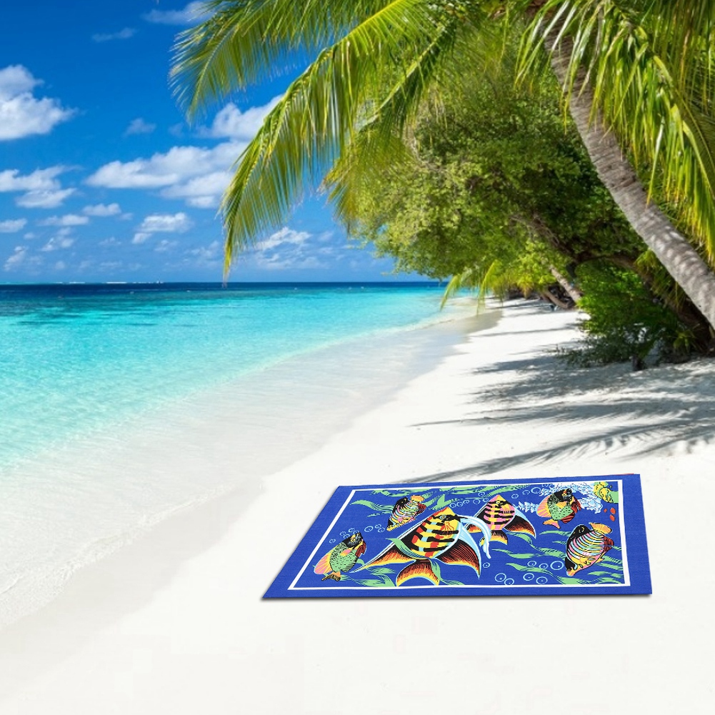 Mehrzweck-picknickmatte Aus Polyesterfaser, Yogateppich, Sonnenbeständiges Strand- Und Badetuch, Wandteppich (blau)