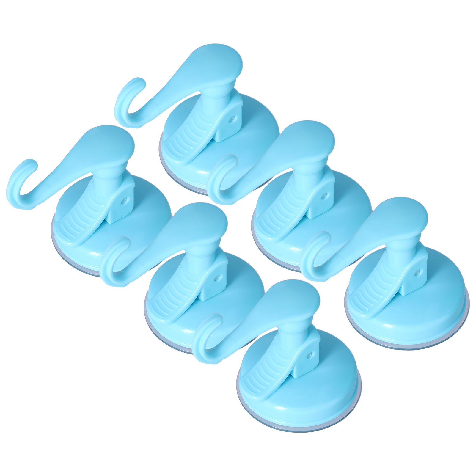 Set Mit 6 Leistungsstarken Vakuumsaugnäpfen, Blauen, Spurlosen Kunststoffhaken Für Küche, Handtücher, Geschirrtücher, Bürsten, Pfannenwender Und Kleidung