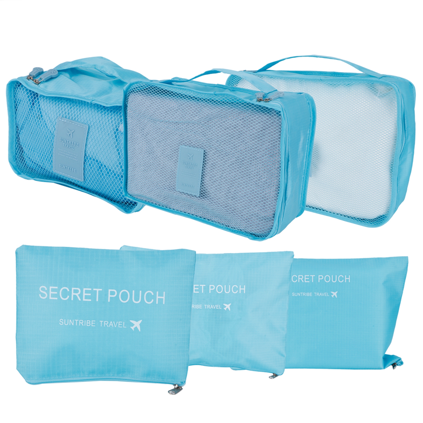 Set Mit 6 Aufbewahrungsbeuteln Für Kleidung, Blauer Reisekoffer-organizer