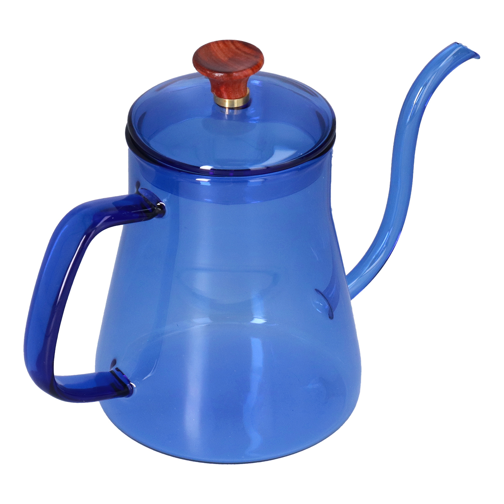 Glaskaffeekanne Mit Handstempel, Tasse Mit Langem Schwanenhalsausguss, Blauer 350-ml-wasserkocher