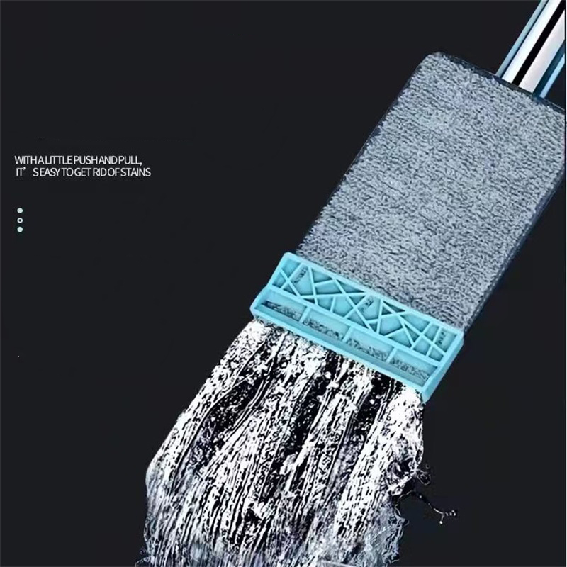 2-in-1 Flachwischer Für Nass- Und Trockenreinigung, 35 Cm, Blau, Manuell Drehbar, Ohne Auswringen, Für Fliesenböden, 1 Wischtuch