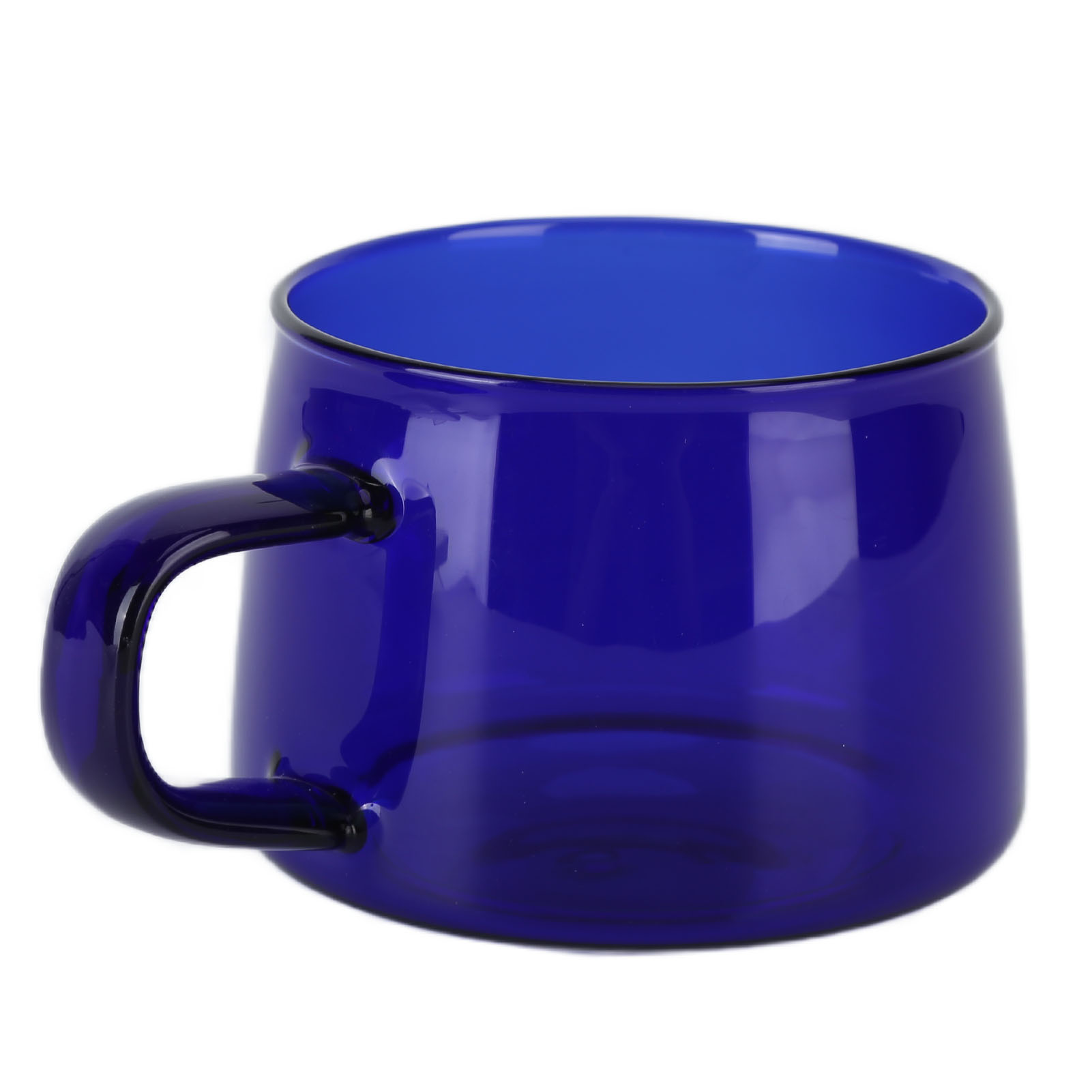 Kaffeetasse Aus Durchsichtigem Borosilikatglas Mit Untertasse Und Henkel, Blau, 250 Ml, Für Getränke, Saft, Tee, Milch, Wasser, Für Den Hausgebrauch.