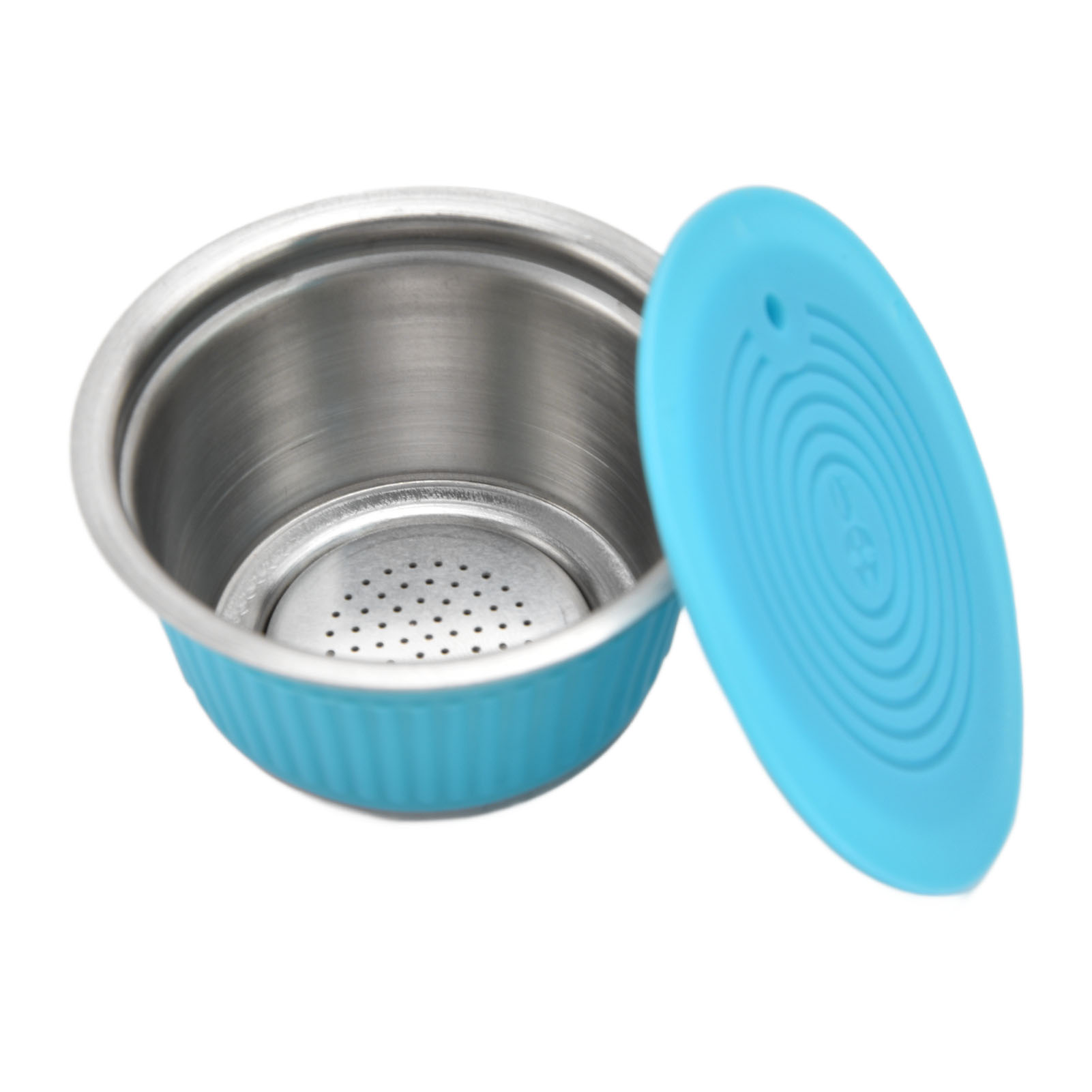 Set Mit 2 Wiederverwendbaren Edelstahlfiltern Für Dolce Gusto Kapseln, Kompatibel Mit Nespresso Maschinen, Blau.