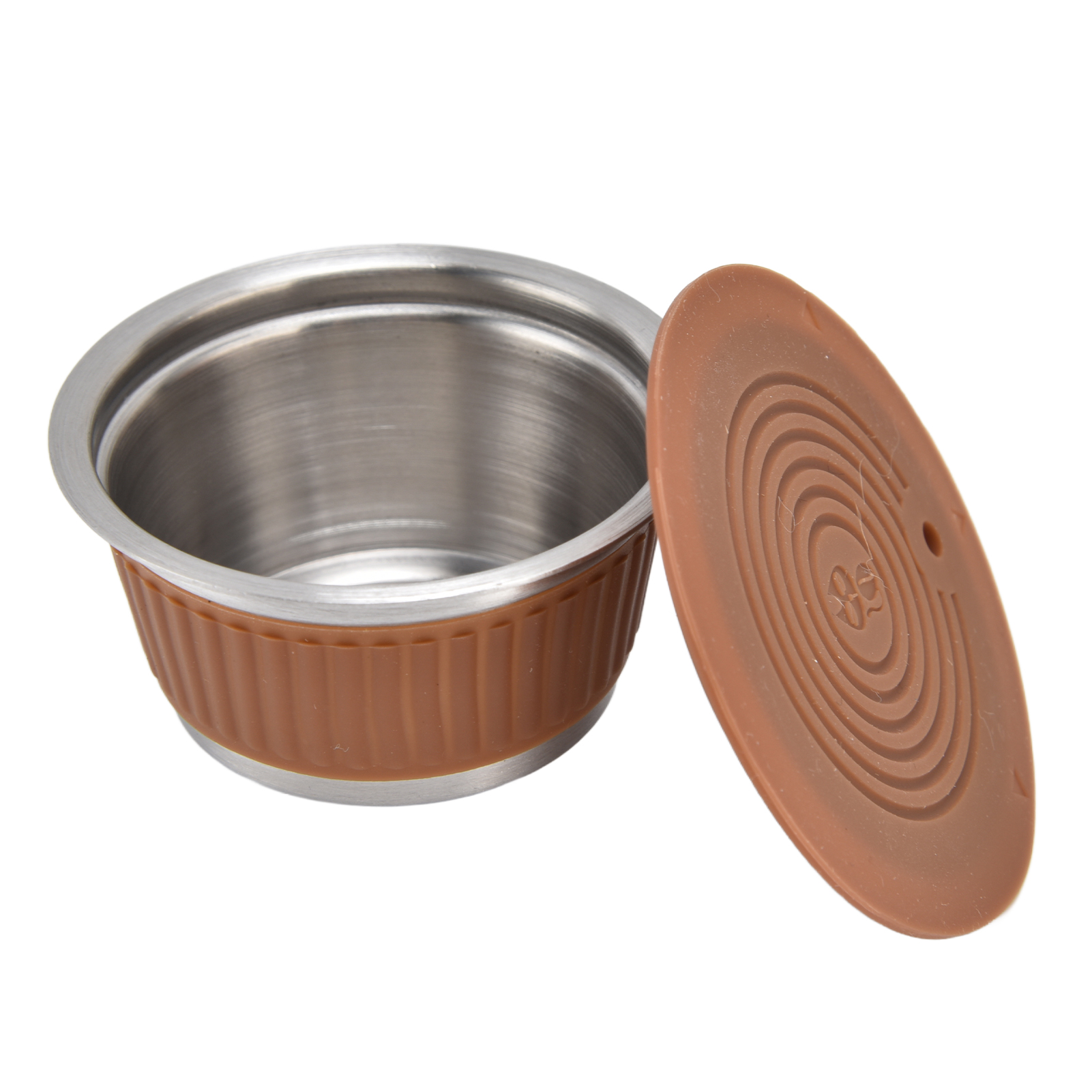 Set Mit 2 Wiederverwendbaren Kaffeefiltern, Kompatibel Mit Nespresso Dolce Gusto Maschinen, Braun, Edelstahl