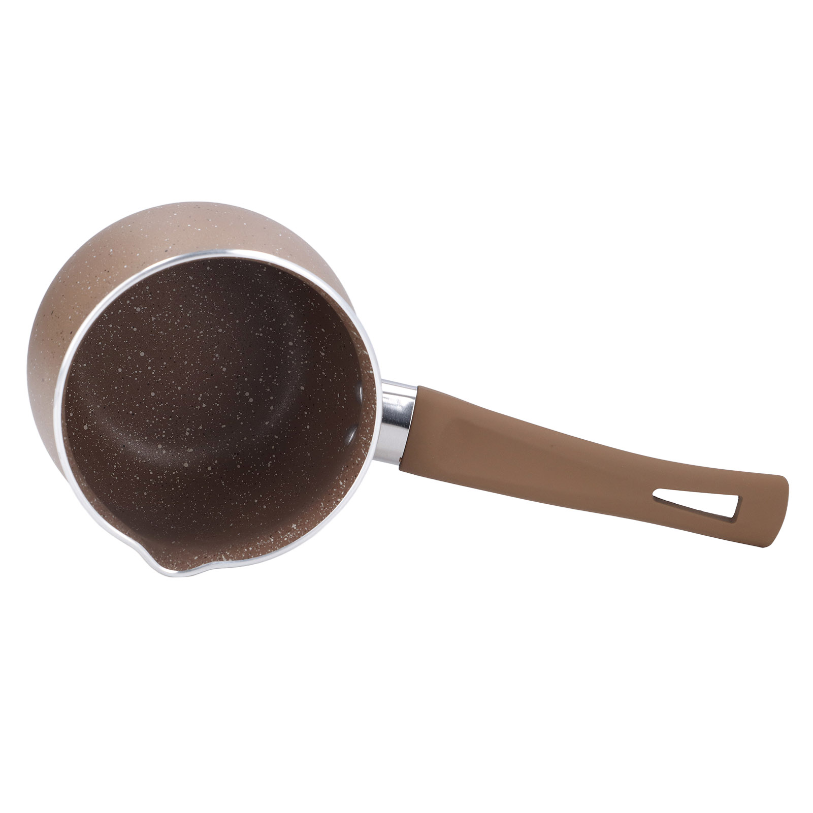 Mini-kochtopf (10 Cm), Brauner Kaffeekochtopf Mit Einem Griff, Ideal Zum Erwärmen Von Saucen Und Gewürzen.