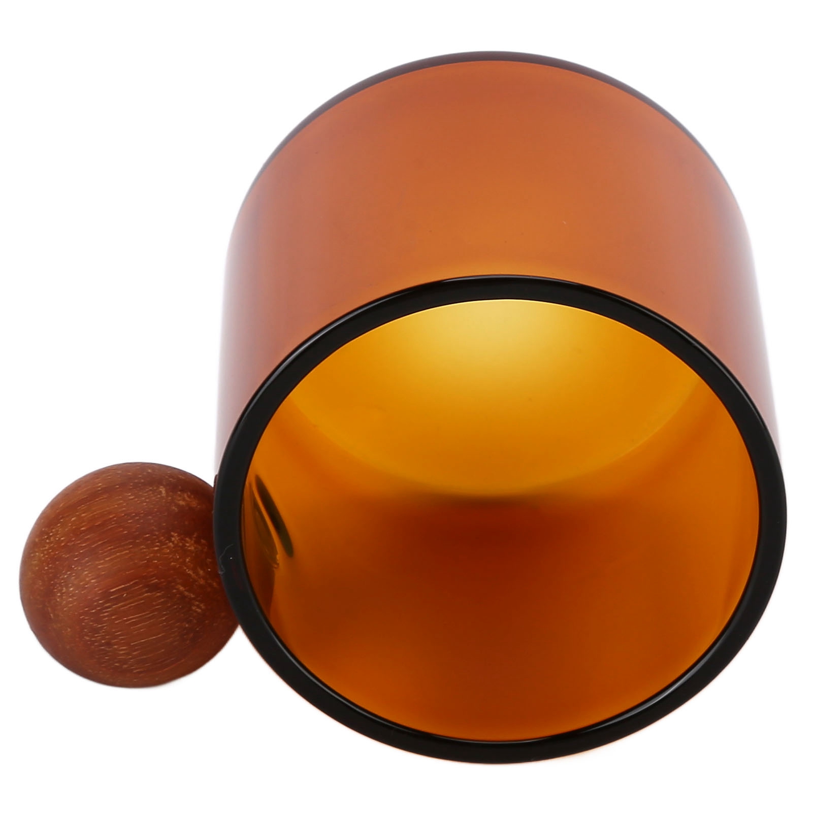 Braunes Kaffeeglas (120 Ml), Farbige Glastasse Mit Holzgriff, Hitzebeständig, Ideal Fürs Büro, Mundgeblasen.
