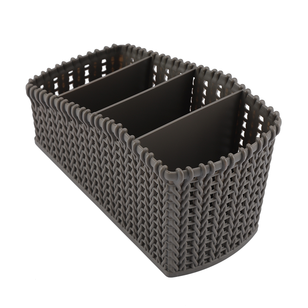Mehrteilige Aufbewahrungsbox Aus Rattan Für Den Schreibtisch, Kosmetikhalter, Schreibtisch-organizer (dunkelgrau)