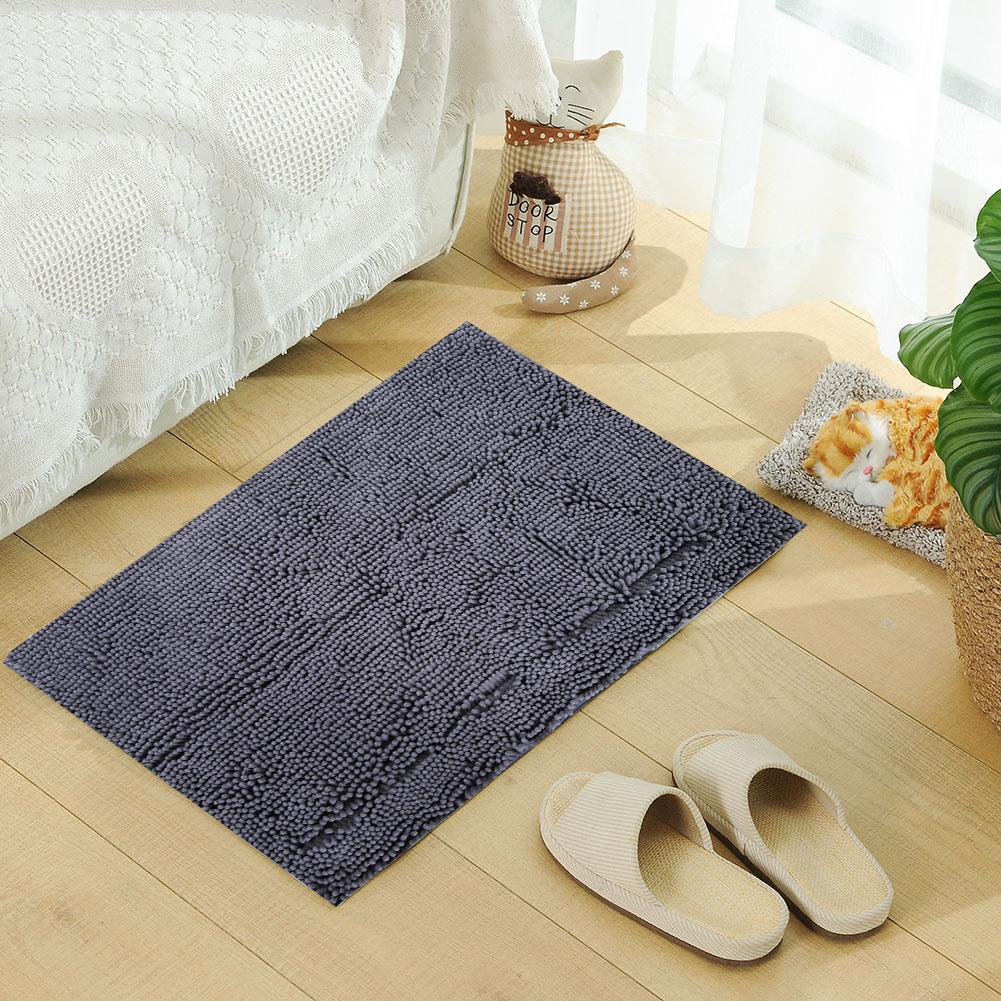 2 Stück / Set Chenille Anti-rutsch Wasserabsorbierende Anti-rutsch-matte Badezimmer Wohnzimmer (dunkelgrau)