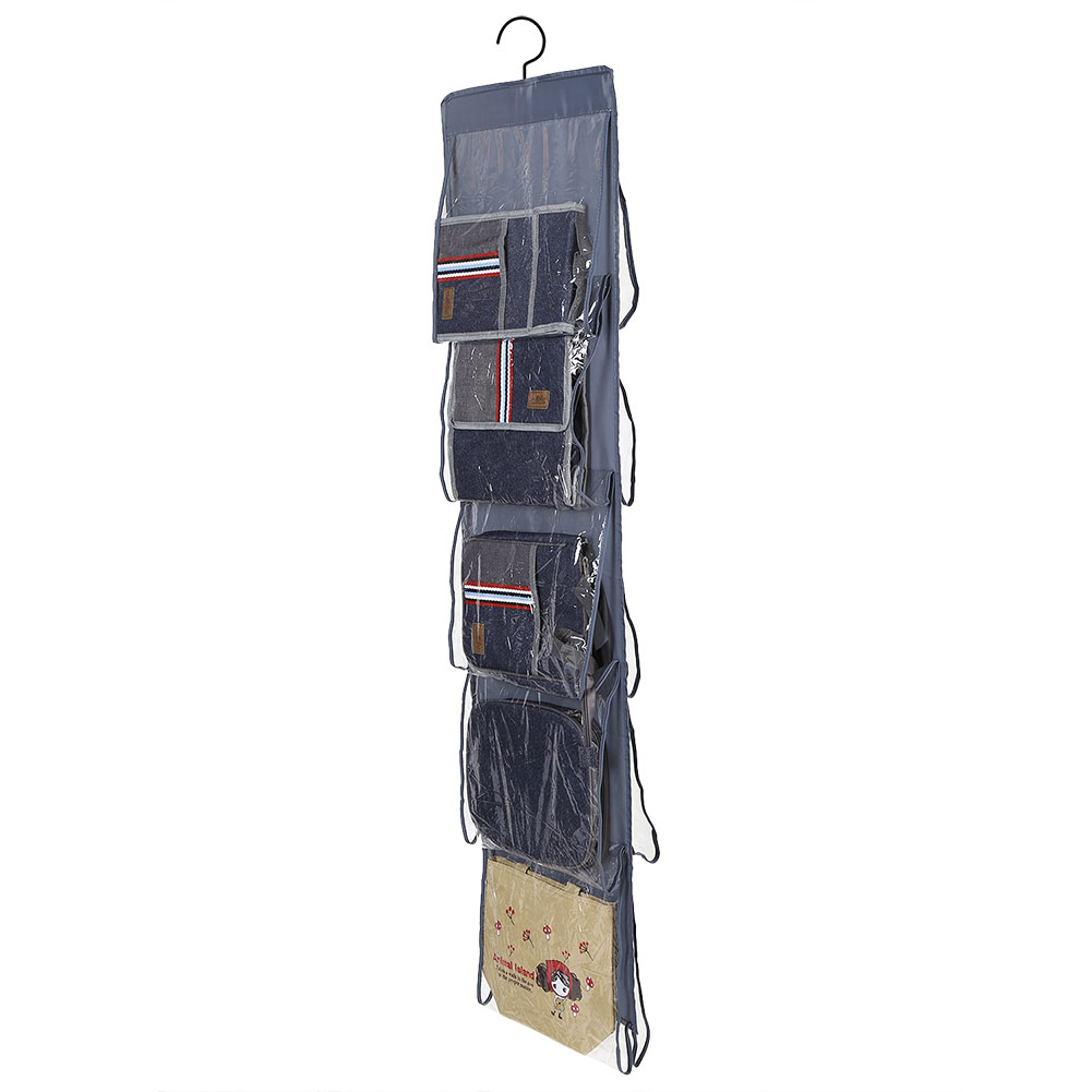 Faltbarer Kleiderschrank Mit 10 Fächern, Türhänger Zur Aufbewahrung, Ideal Für Tragetaschen, Handtaschen Und Geldbörsen (dunkelgrau)