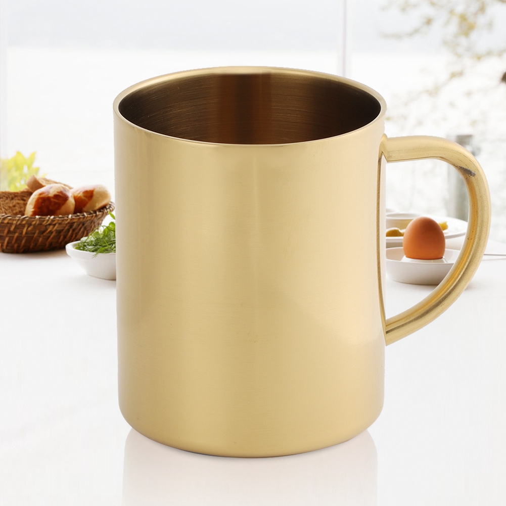 Doppelwandiger, Hitzebeständiger 400-ml-kaffee- Und Bierkrug Aus Edelstahl 304 (gold)
