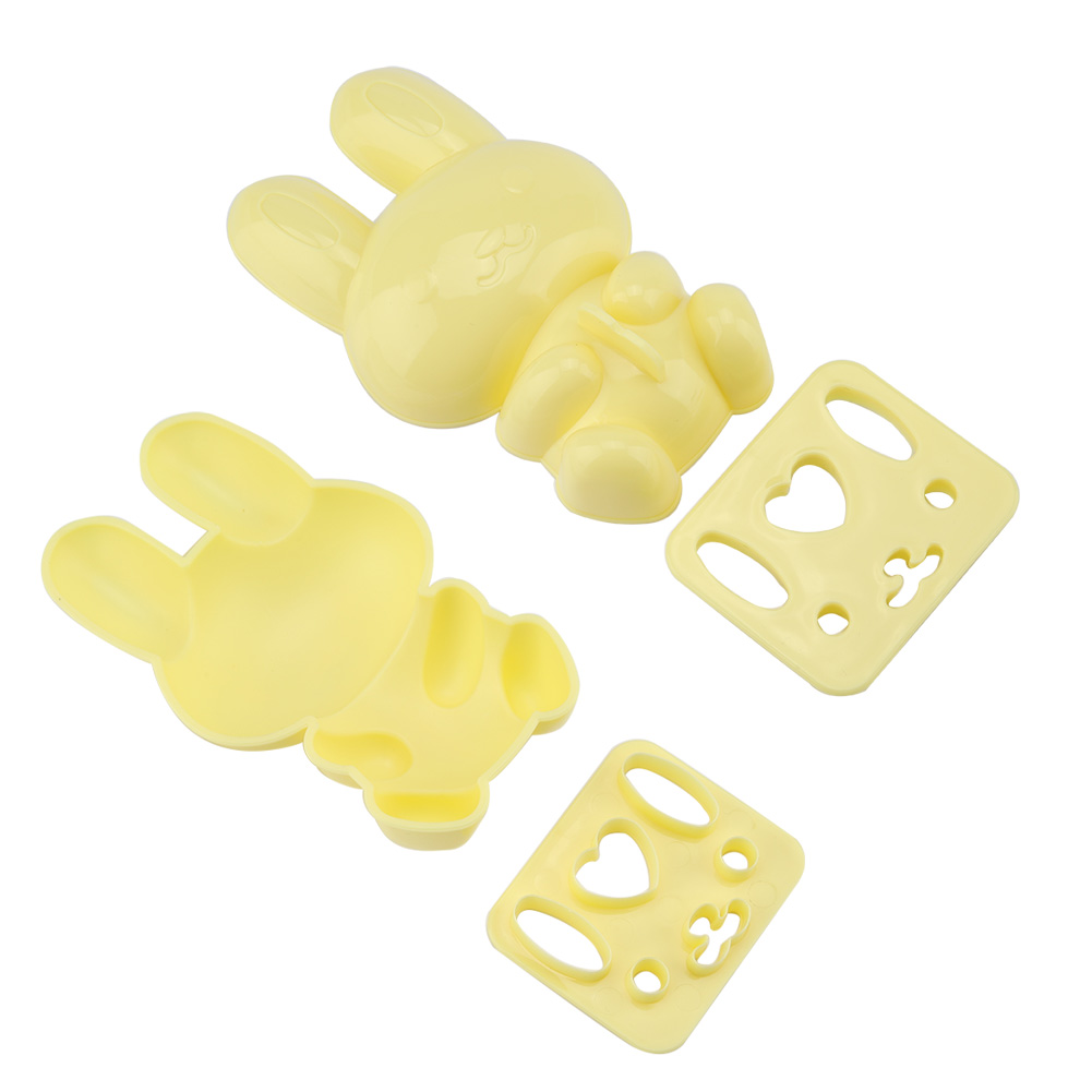 3er-set Lebensmittelechte Pp-formen In Form Von Cartoon-hasen Für Sushi-reis, Ideal Zum Selbermachen Von Onigiri (gelb)