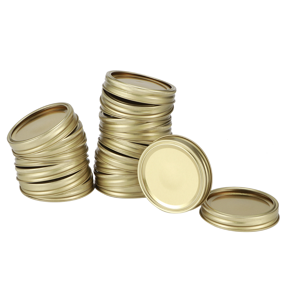 Edelstahl-splittype Mini-glasbehälterdeckel Zur Aufbewahrung Von Gewürzen Und Honig (20 Stück 70 Mm Goldener Rundring + Deckelplatte)