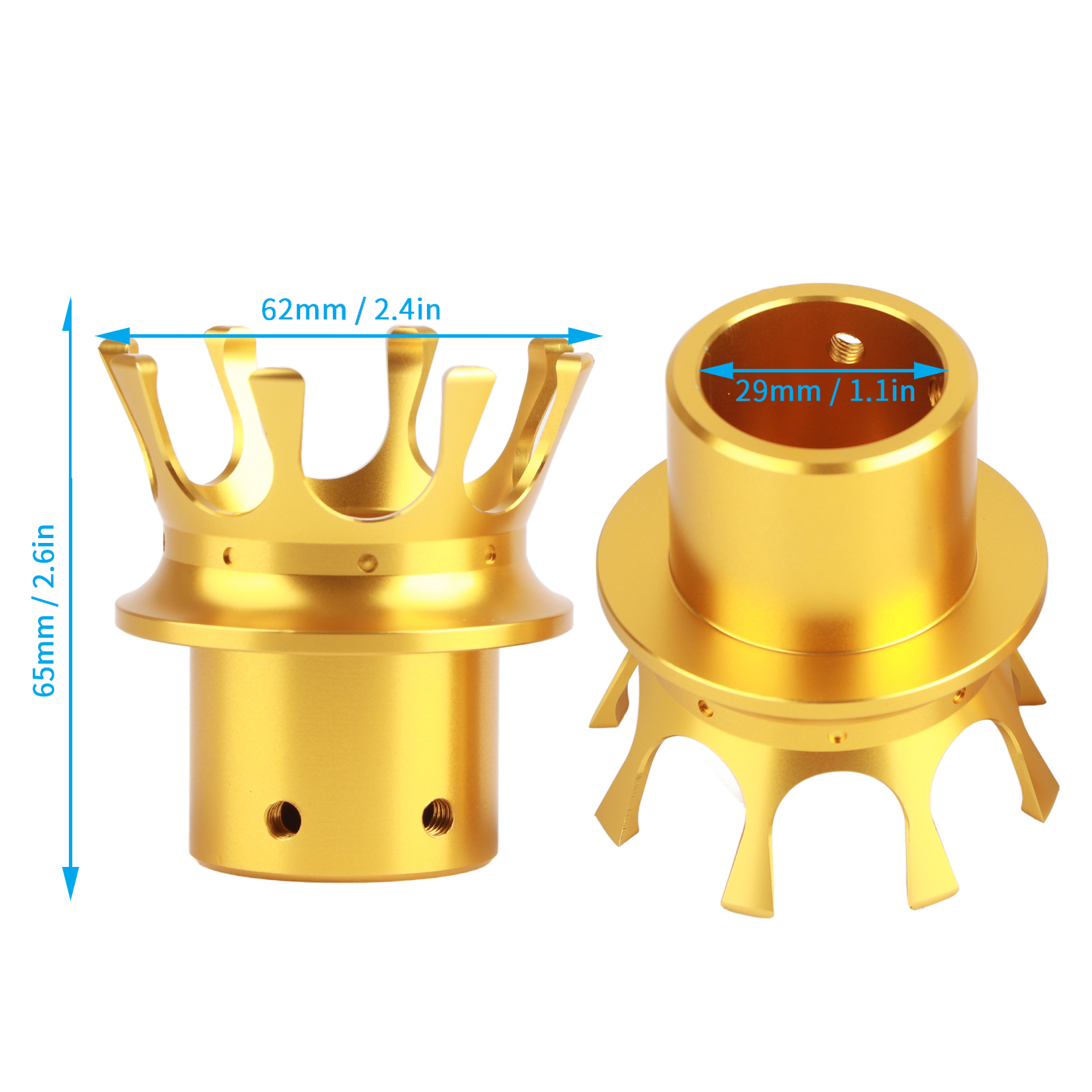 Vorderachskappen, Markantes Kronen-design, Cnc-gefräste Aluminiumlegierung, Für Motorrad-modifikationen, Gold