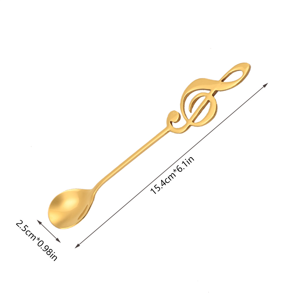 Dessertlöffel Aus Edelstahl Mit Musiknoten-motiv, Kaffeelöffel Zum Umrühren (gold)