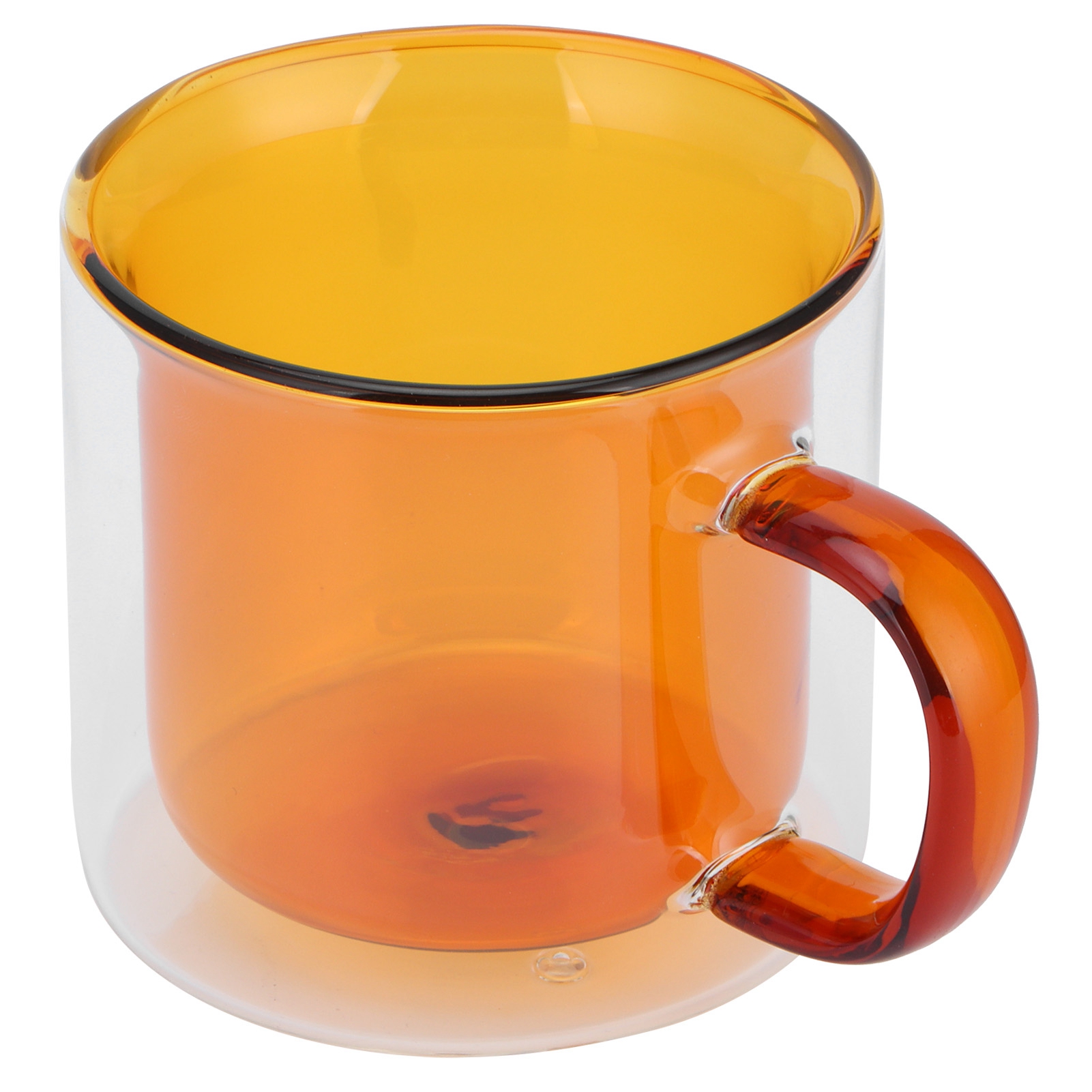 250 Ml Doppelwandiger, Hitzebeständiger, Zylindrischer, Transparenter Becher Für Milchkaffee Zu Hause (gelb)