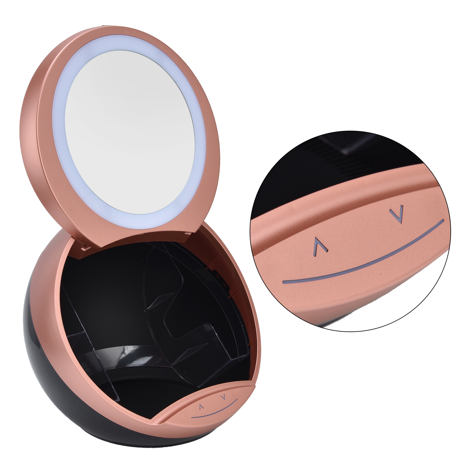 Runder Kosmetikspiegel Mit Dimmbarer Weißer Led, 2-in-1-funktion, Usb-ladefunktion Und Aufbewahrungsbox Für Badezimmer, Gold