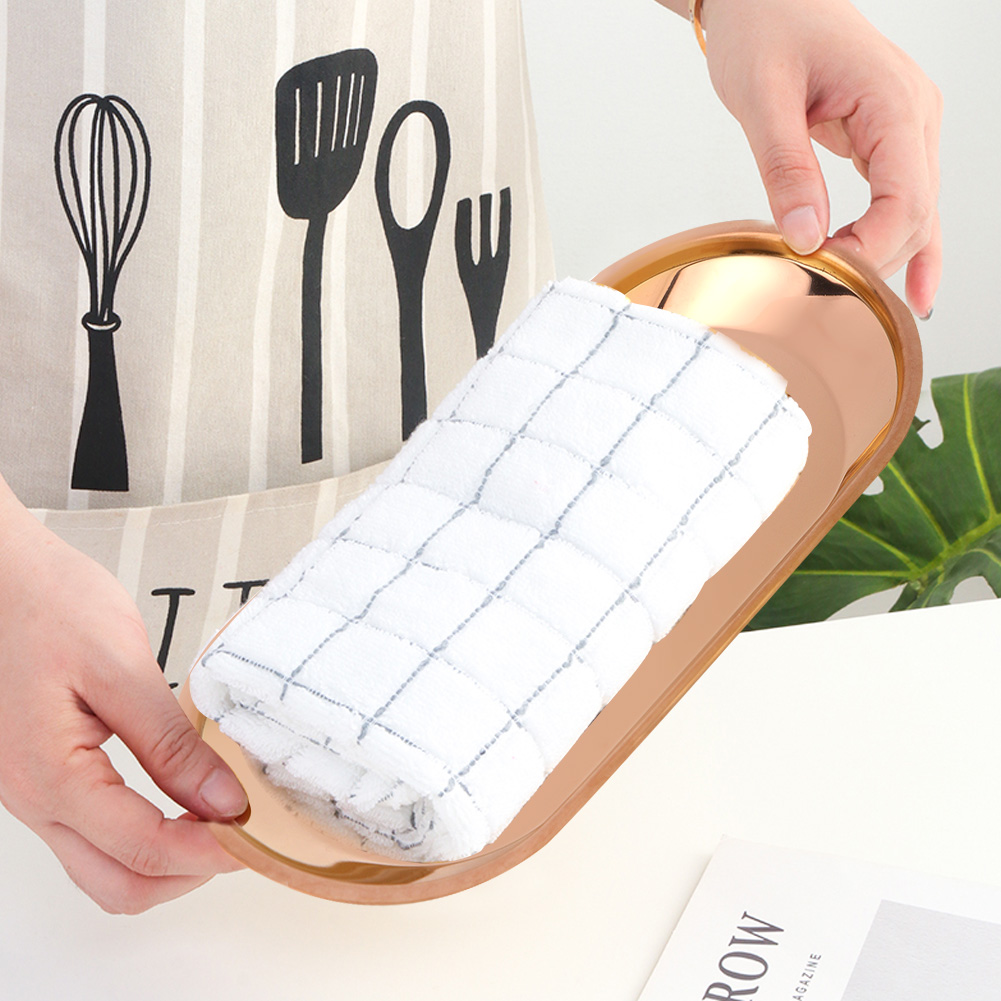 Ovales Handtuchtablett Aus Edelstahl Im Nordischen Stil, Ideal Zur Aufbewahrung Von Snacks, Kosmetikartikeln Und Schmuck (kupfer)