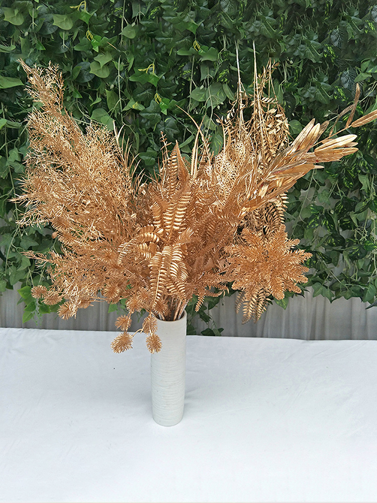 Set Mit 3 Goldenen Zweigen, Goldserie, Stofflaub 30 X 20 Cm, Wird Gefaltet Auf Unter 40 Cm Geliefert.