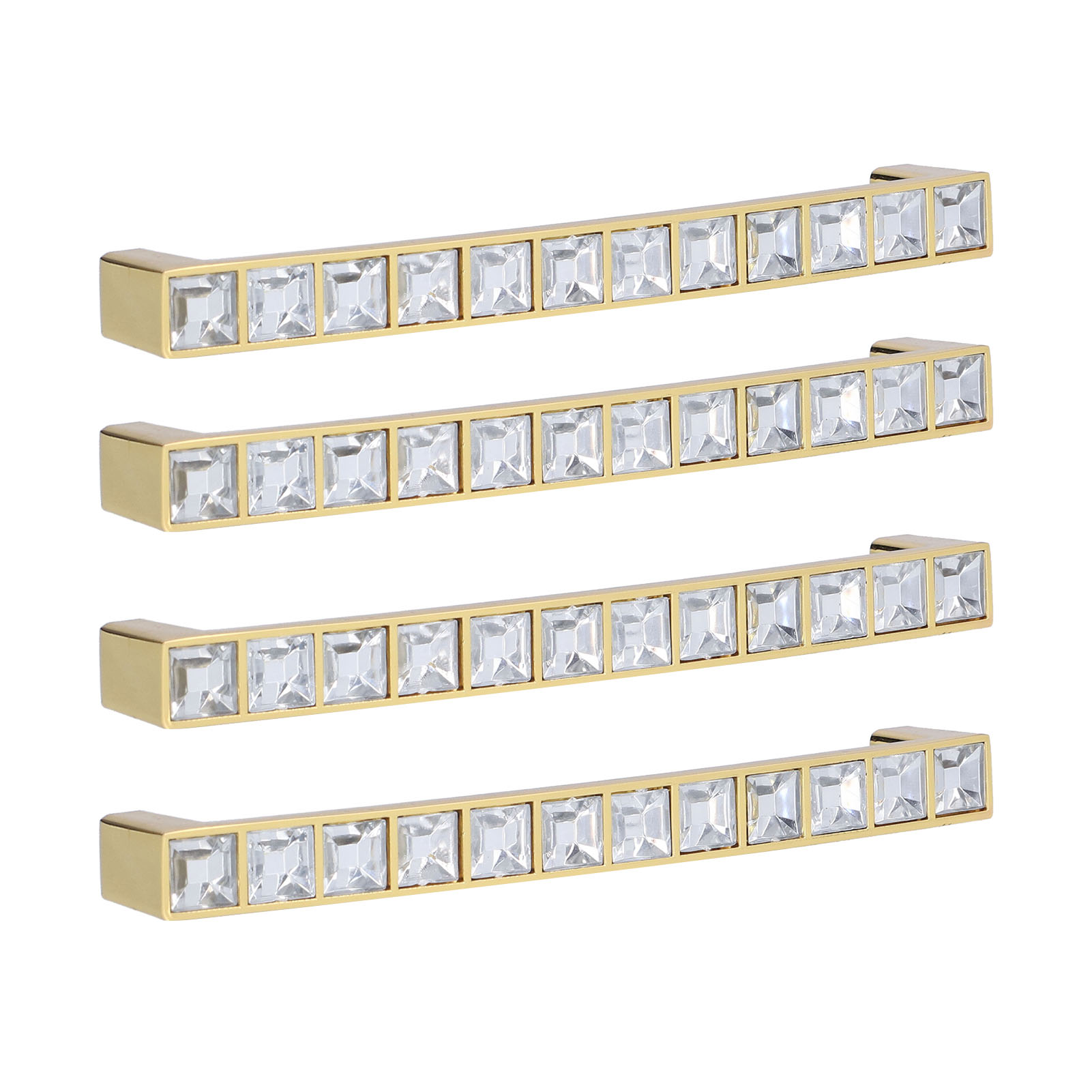 Set Aus 4 Diamantgriffen Aus Goldkristall 7012-128, Modern Für Schubladen, Schranktüren, Schrank, Doppellochmodell.