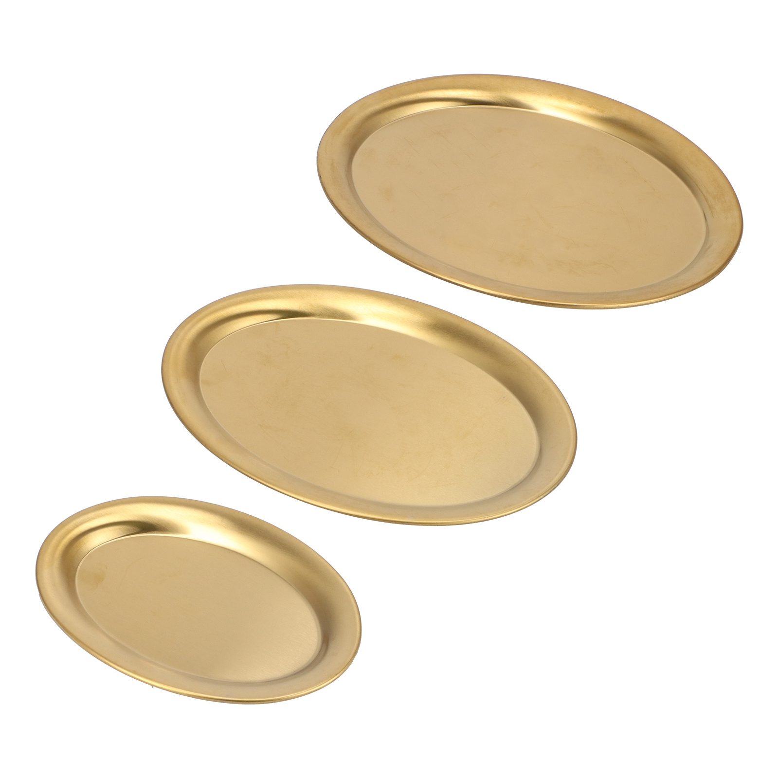 Set Aus 3 Goldfarbenen Desserttellern Aus Edelstahl, Skandinavisches Design, Ideal Für Gebäck, Trockenfrüchte, Vorspeisen, Modernes Tischservice.