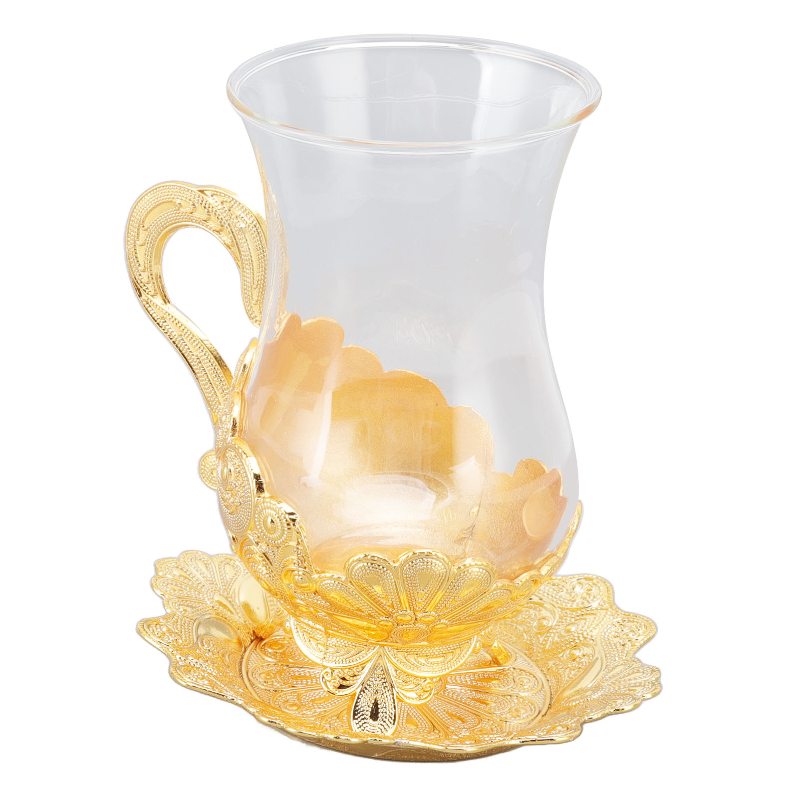 Kaffeetasse Aus Zinklegierung Im Europäischen Stil, Elegantes Kaffeeservice Aus Metall, Set Aus Tee- Und Milchtassen Mit Untertassen, Goldfarben.