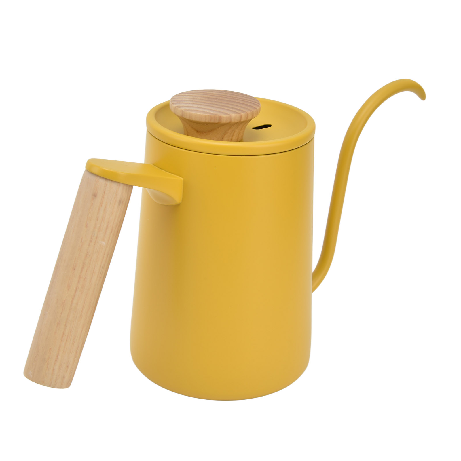 Gelbe Filterkaffeekanne (innenseite Aus Edelstahl), Schwanenhalsauslauf, 600 Ml, Schlankes Design, Integrierter Filter