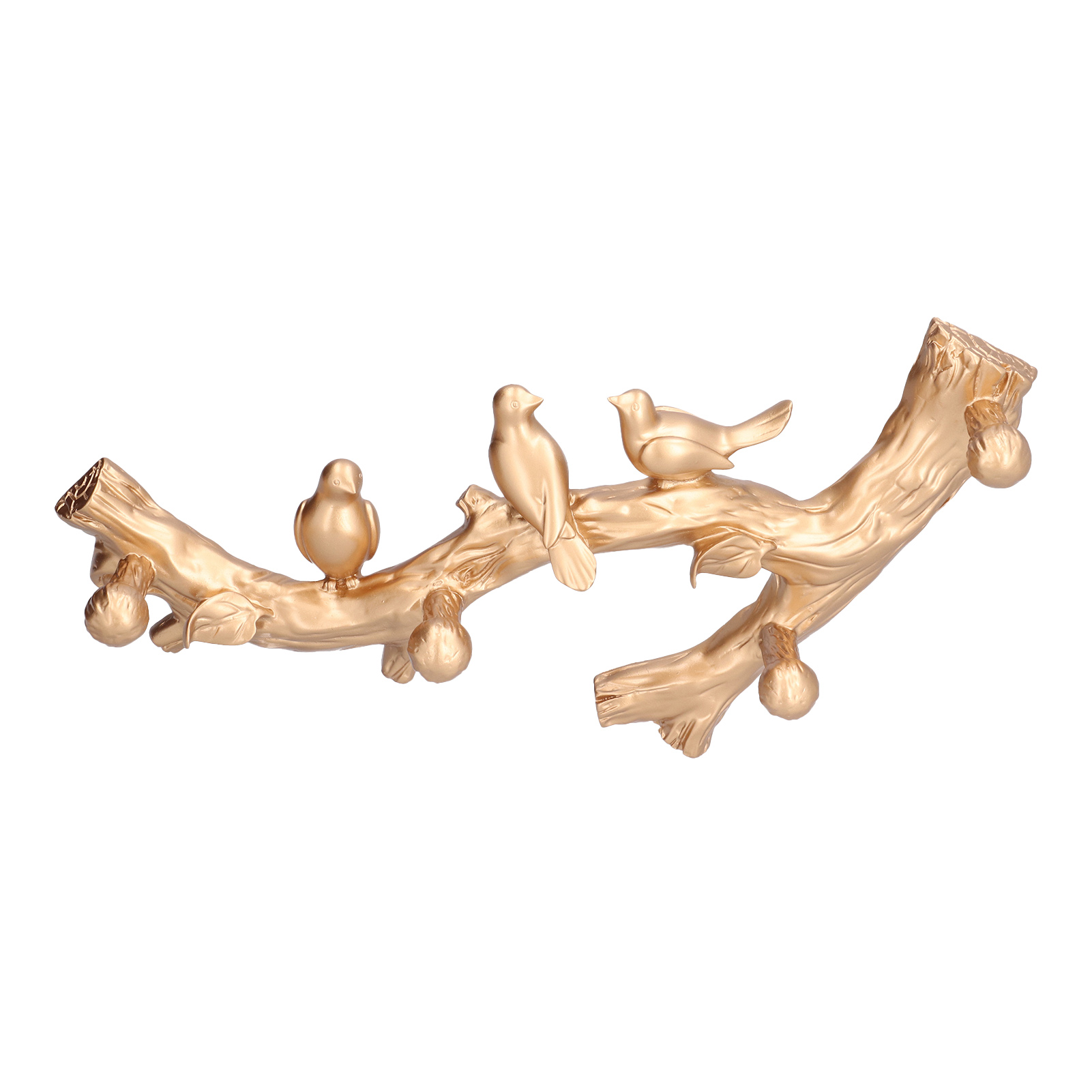 3d-vogel-wanddeko-set, Kleiderhaken (ohne Bohren), Flur- Und Eingangsbereich-dekoration, Gold (nx0181c), Mittlere Größe 38 Cm