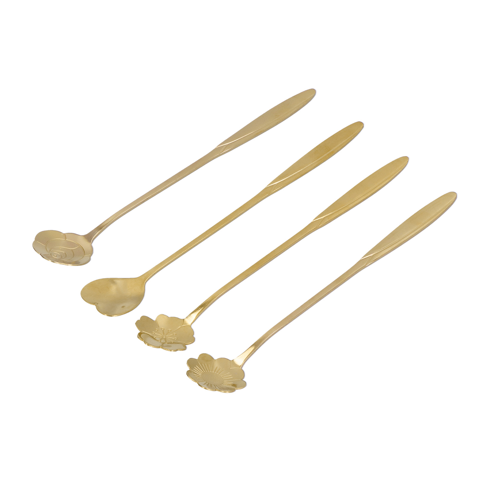 Blumenförmige Edelstahllöffel, Lange Eiscreme- Und Rührlöffel, Goldene Kirschblüten- Und Herzlöffel, Goldene Teelöffel (lederbox)