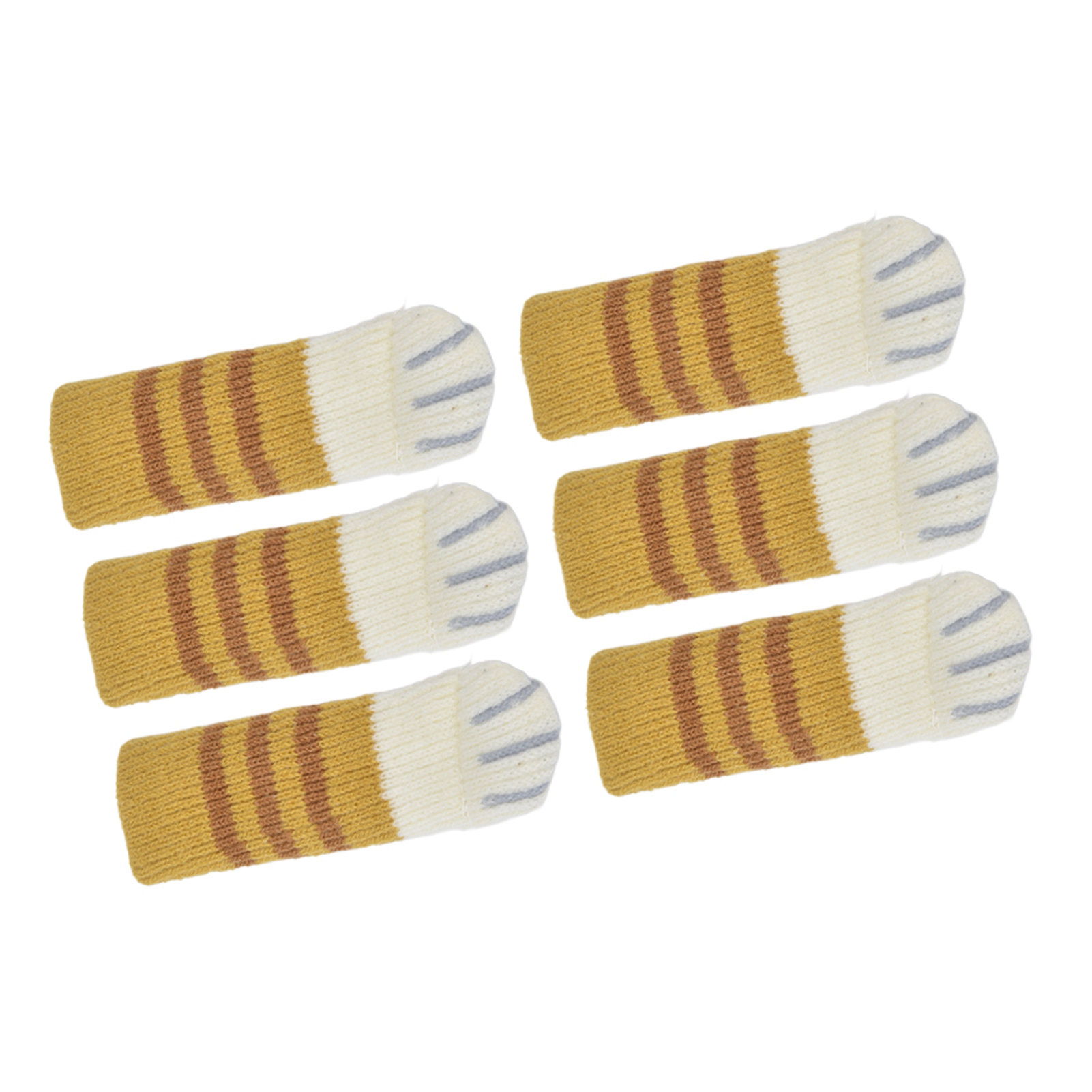 Packung Mit 20 Dicken Stuhlbeinsocken, Doppelt Gestrickt, Möbelschutz, Rutschfest, Gelb Gestreift.