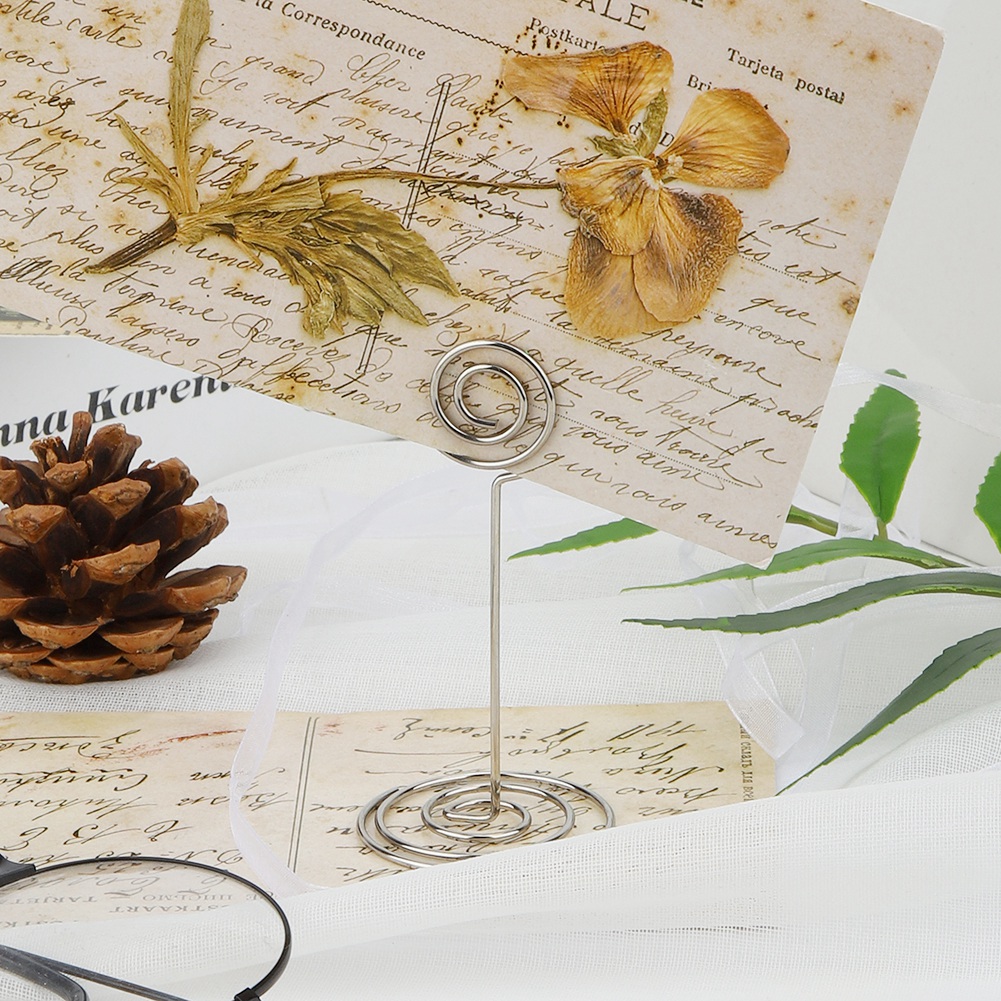 12 Stück Runde Tischnummernklammern, Namensschildklammern, Ständer, Büroklammern, Notizklammern (silber)