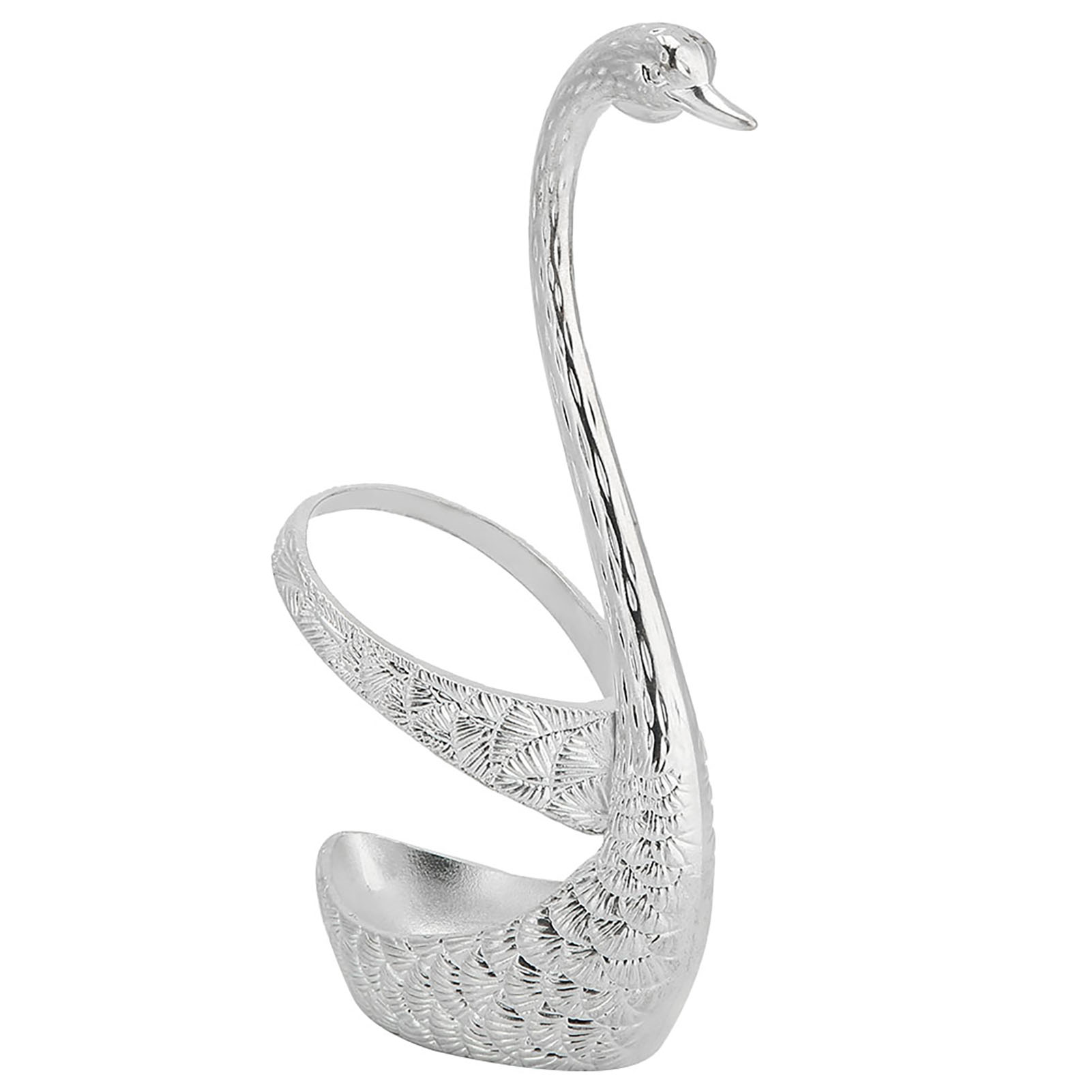 Edelstahl-löffel-geschirrset Mit Schwanenförmigem Halter Aus Zinklegierung, Silberfarben