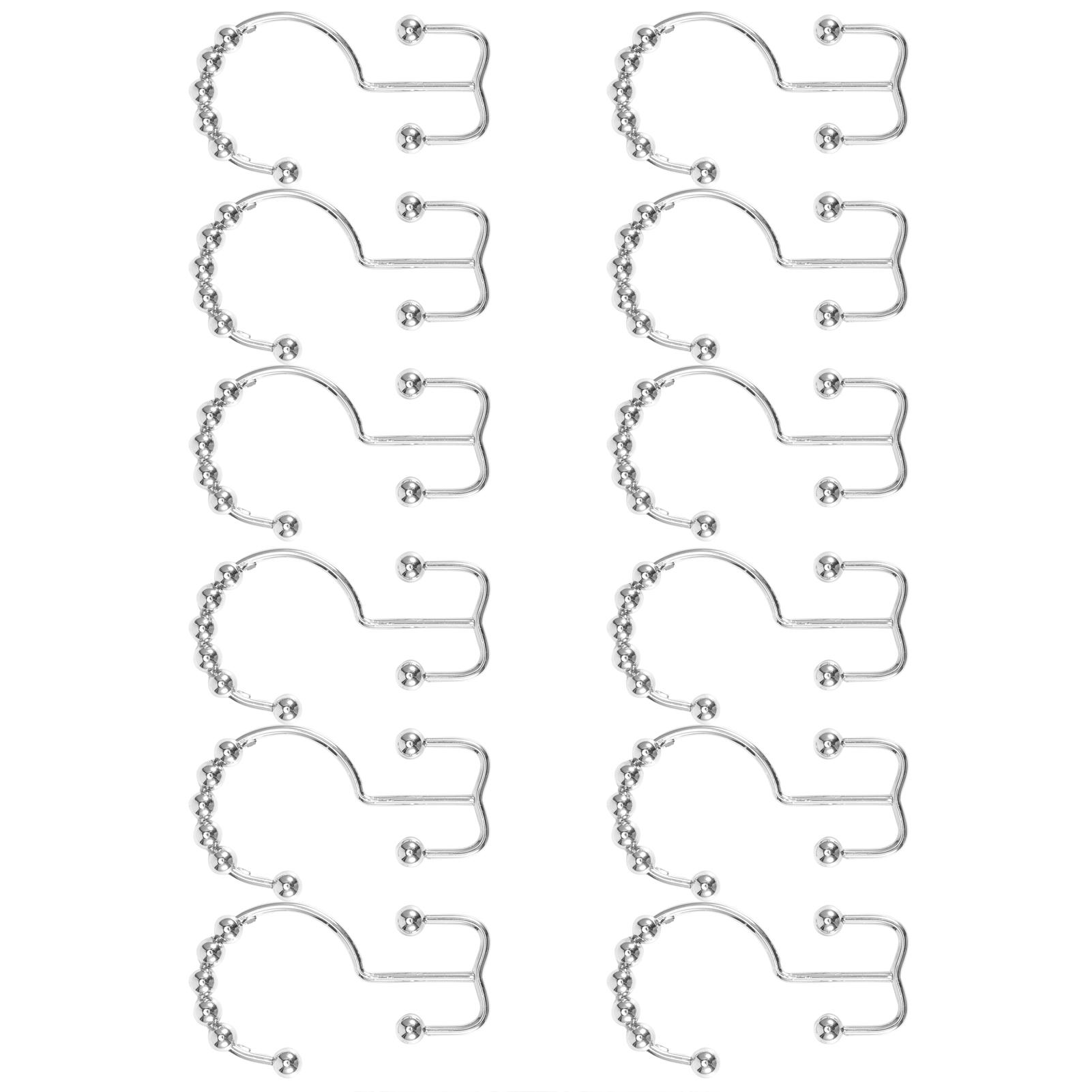 12 Stück Mehrzweck-haken Mit 8 Perlen Und Doppelgleitmechanismus Für Duschvorhänge Im Badezimmer (silber)