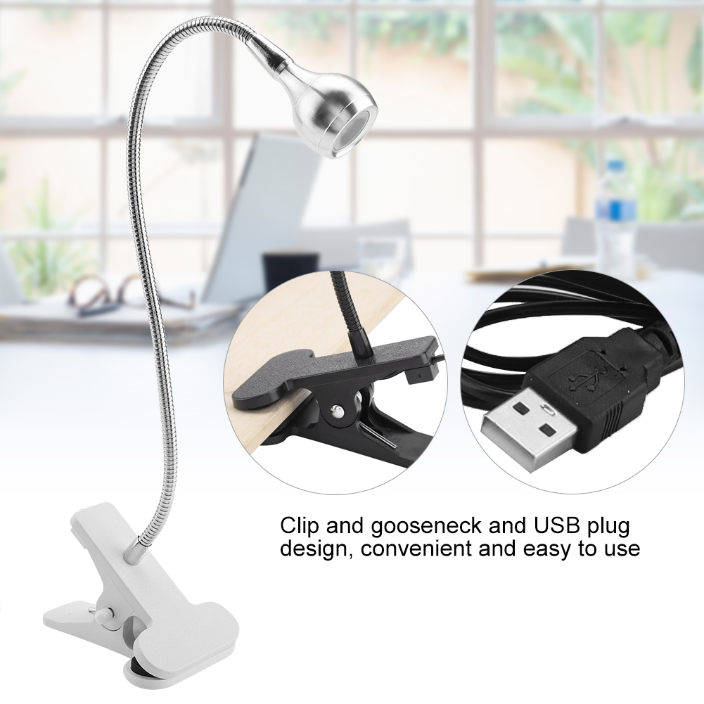 Usb-led-tischleuchte, Mini-schreibtischlampe Mit Clip Für Zuhause, Ideal Zum Lernen Und Arbeiten, Silber, Warm