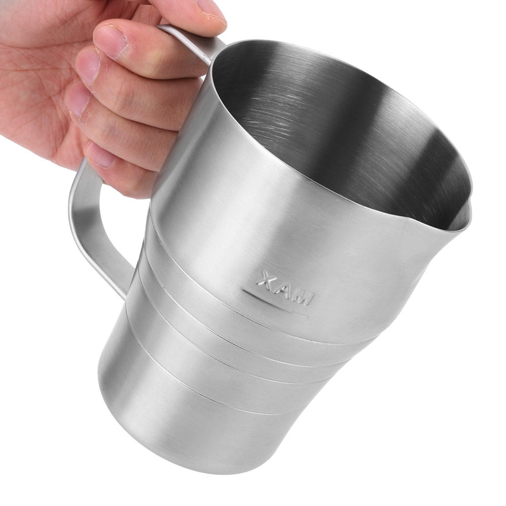 Haushalts-kaffeekanne/milchaufschäumer Aus Silberfarbenem Edelstahl Mit Skala, 900 Ml