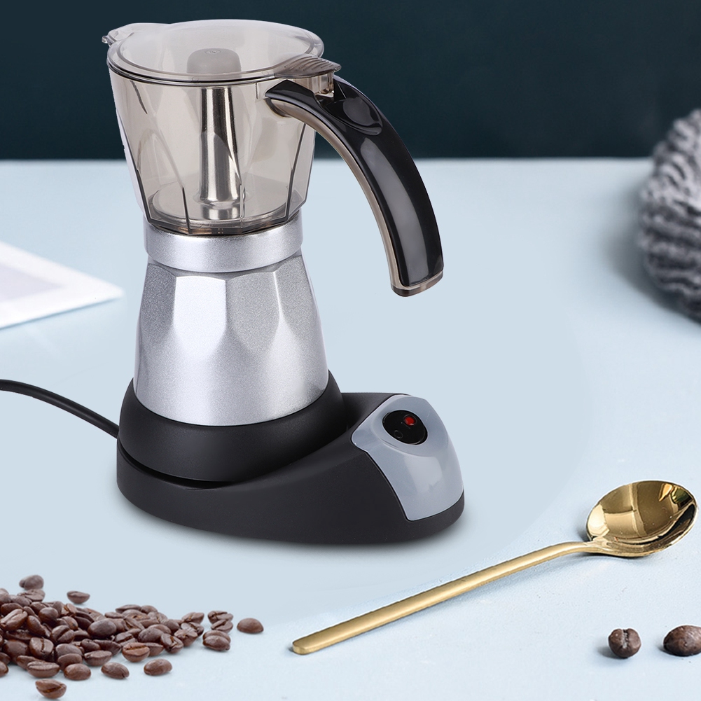 Achteckige Elektrische Kaffeemaschine Aus Aluminium, Kaffeekannen-set Für 3–6 Personen, Eu-stecker, 220 V, Silberfarben