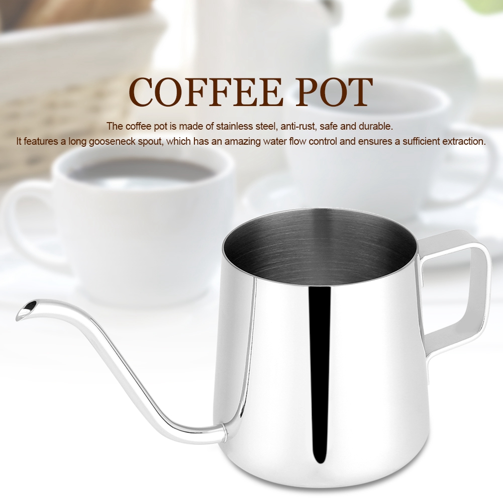 Edelstahl-kaffeekanne Mit Langem Schwanenhalsausguss, Teekanne Und Zubehör (silber, 250 Ml)