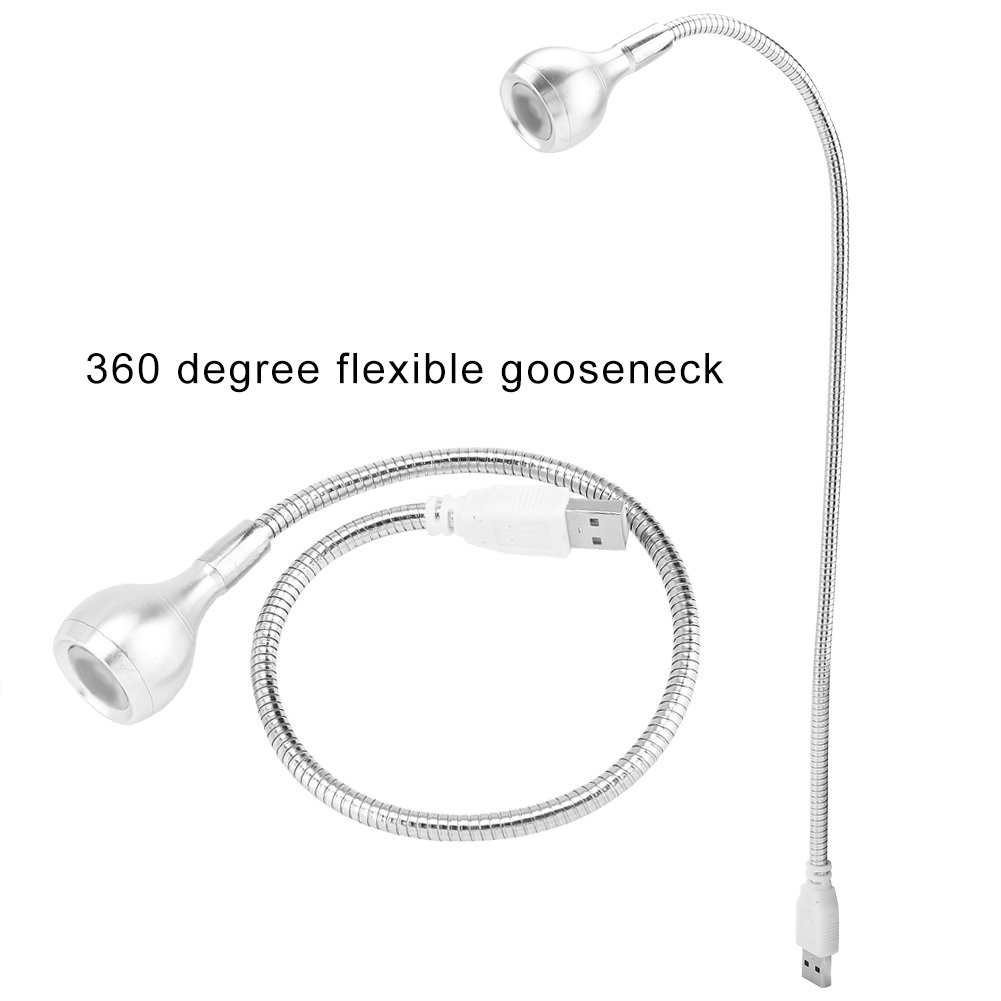1w Lange, Flexible, Tragbare Usb-led-nachtleselampe (silber, Warmweiß)