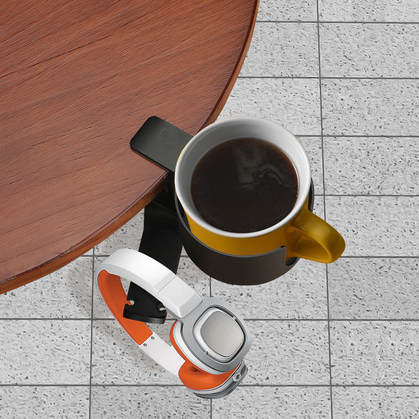 Drehbarer Aluminium-tischbecherhalter, 8,5 X 5 Cm, Zur Aufbewahrung Von Kaffee Und Kopfhörern, Mindestbestellmenge 5 Stück, Patentiert (usa/japan), Silberfarben