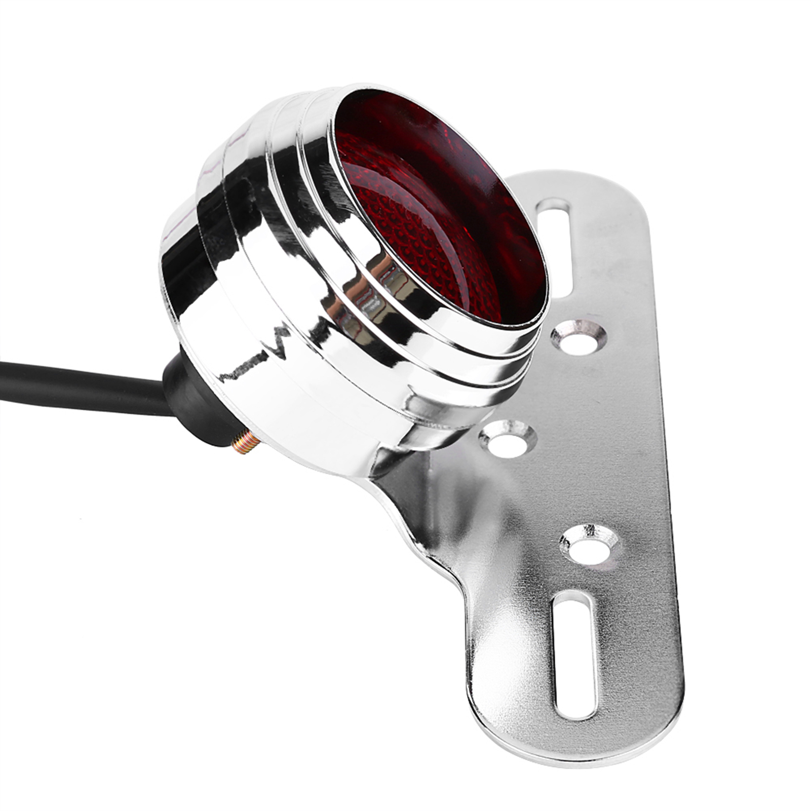 Rotes Bremslicht Für Chopper Bobber Motorrad, Hintere Bremsleuchte, Silberfarben