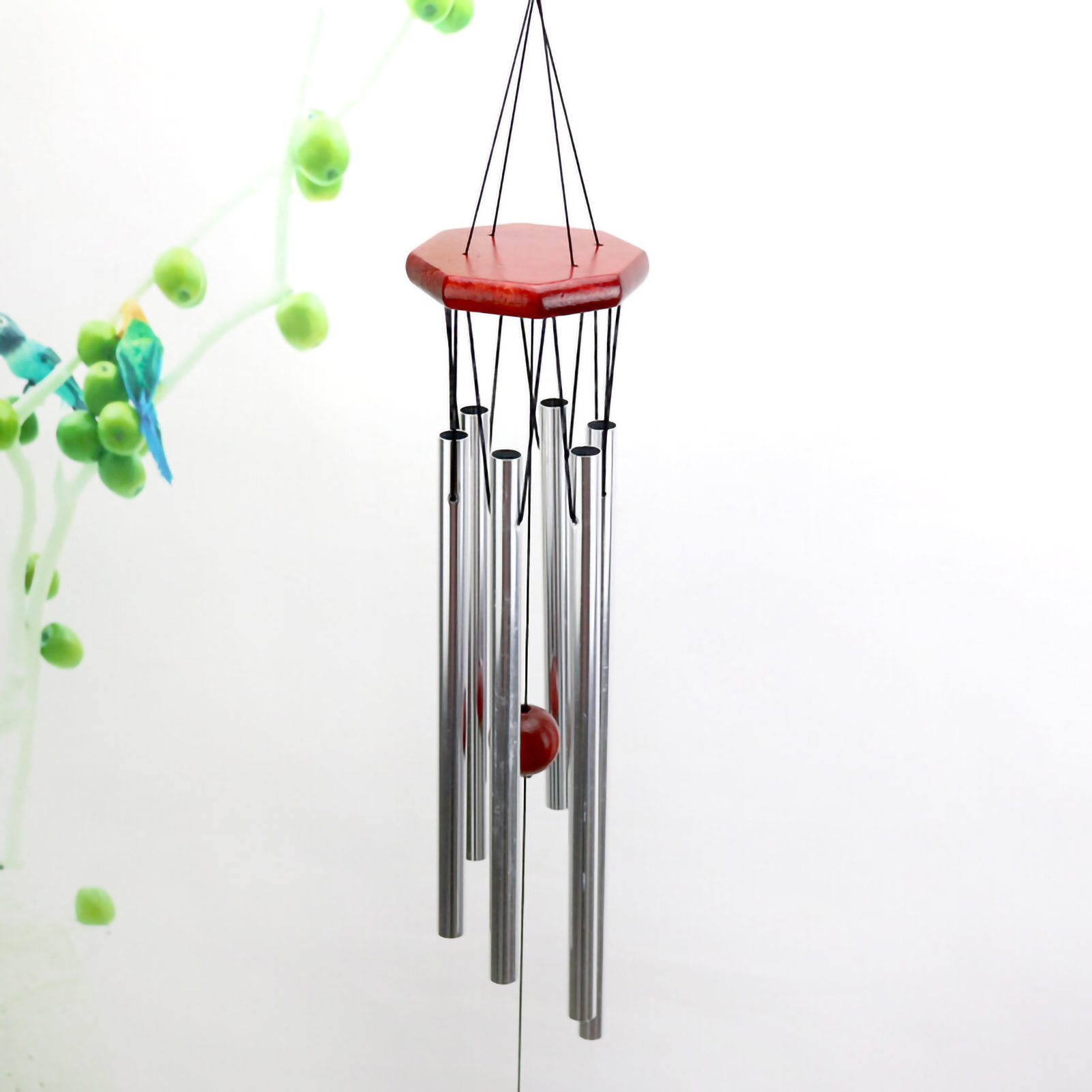 Mehrröhren-windspiel Aus Aluminium Und Holz, Silber-weiße Dekoration Für Terrasse, Fenster, Tür, Geschenk Für Zuhause Und Hütte