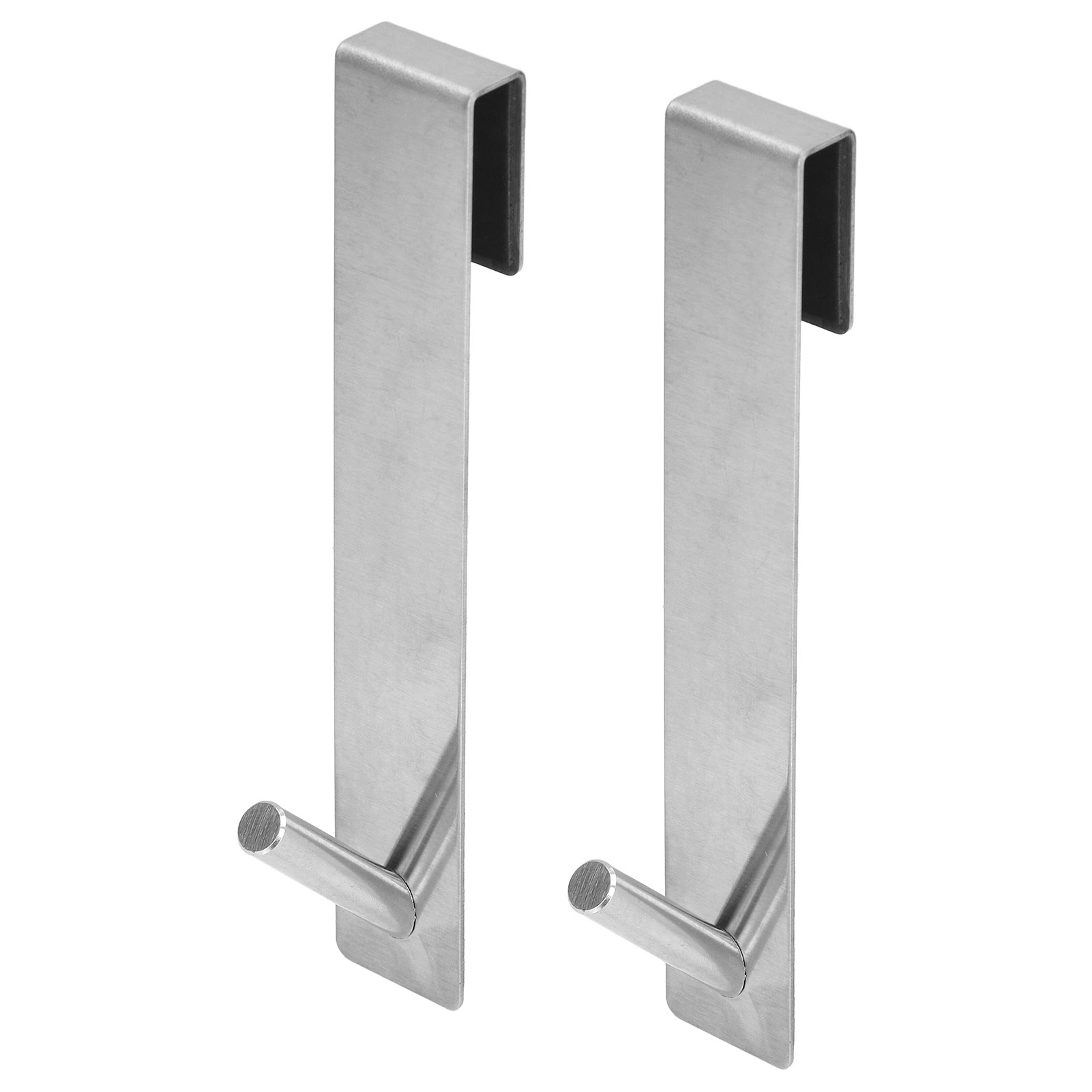 Set Mit 2 Silbernen Edelstahlhaken (18 Cm) Für Rahmenlose Glasduschtüren, Selbstklebende Handtuchhaken Ohne Bohren Fürs Badezimmer